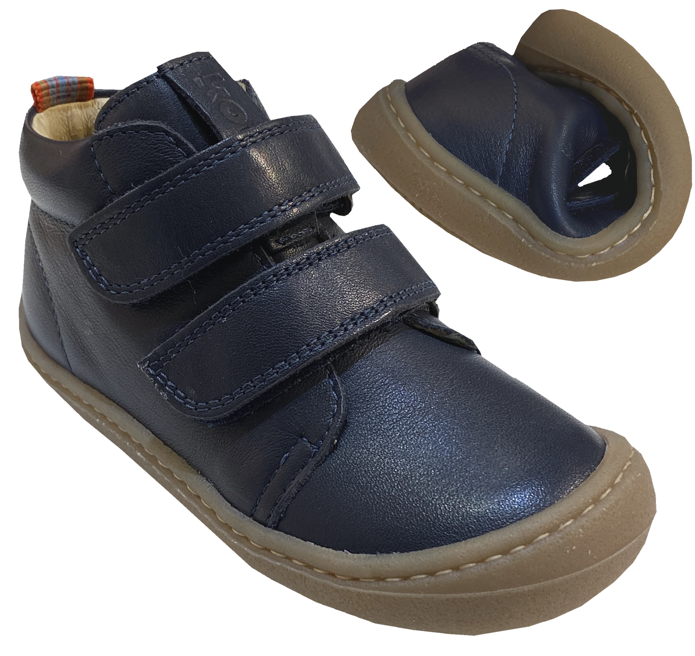 Barfußschuhe BOB schmalere Leiste -Spann Normal Klett Napa Leder MARINE von KOEL 06M002.101-110