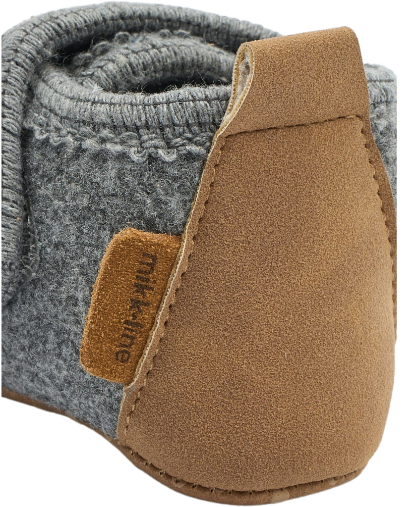 Softe Lauflernschuhe / Hausschuhe aus Filz + Kunstledersohle mit Klett von MIKK LINE in Light Grey Mel.