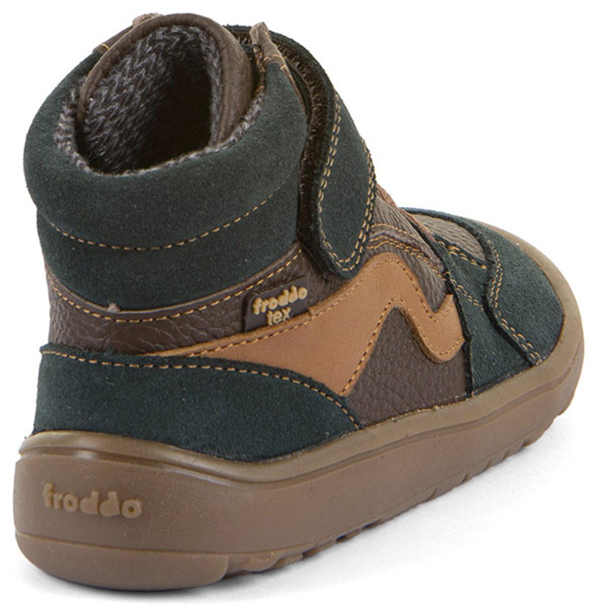Halbhohe Barfußschuhe, TEX Membran & Textil Futter FRODDO *Barefoot TEX Go * Braun / Grün G3110265