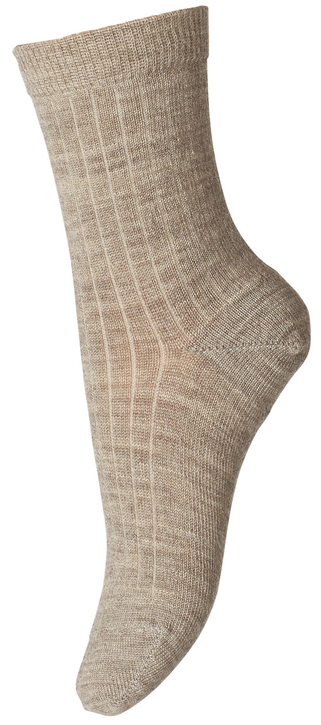 Dünne Wollsocke ~ mittlere Höhe~ aus Superwasch Soft Merino Wolle Artikel 718 in 489 Light Brown Mel.