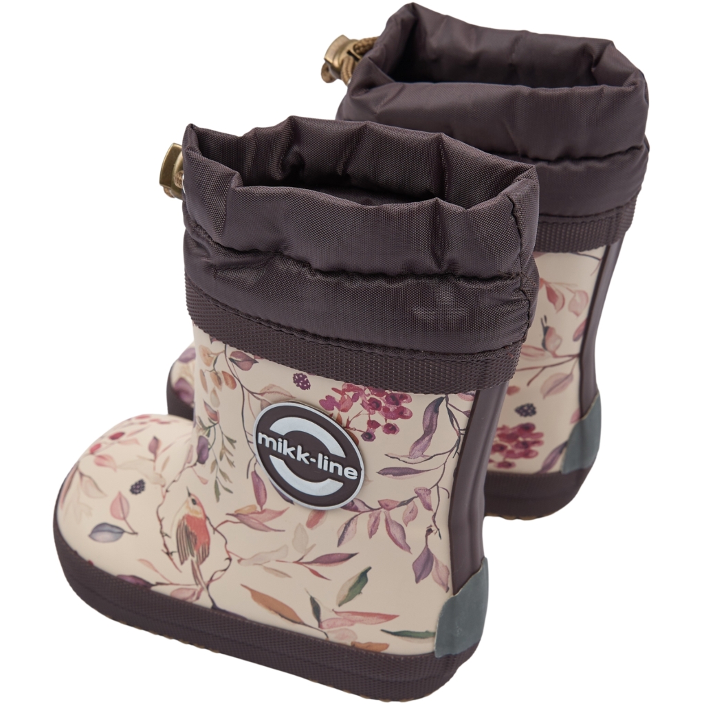 Barfuß Gummistiefel Winterfutter Wollmix in Ecru Bordeaux gemustert von MIKK LINE