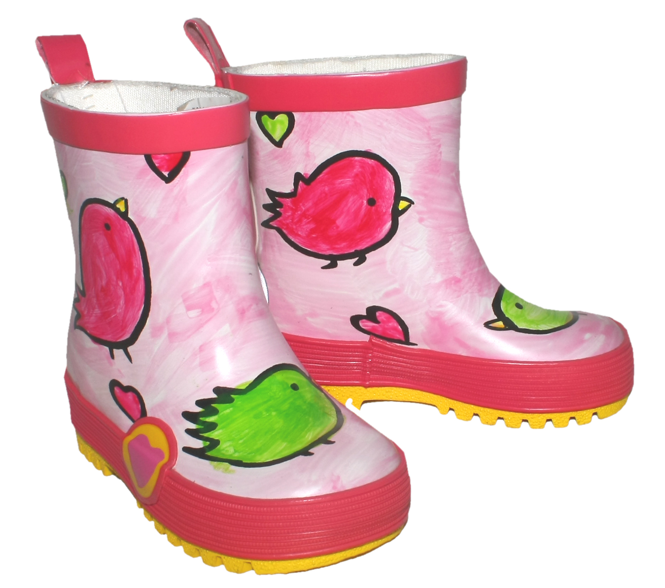 Kurzschaft Gummistiefel hoher Naturkautschukanteil, in Rosa mit Vögelchen von MAXIMO 828600