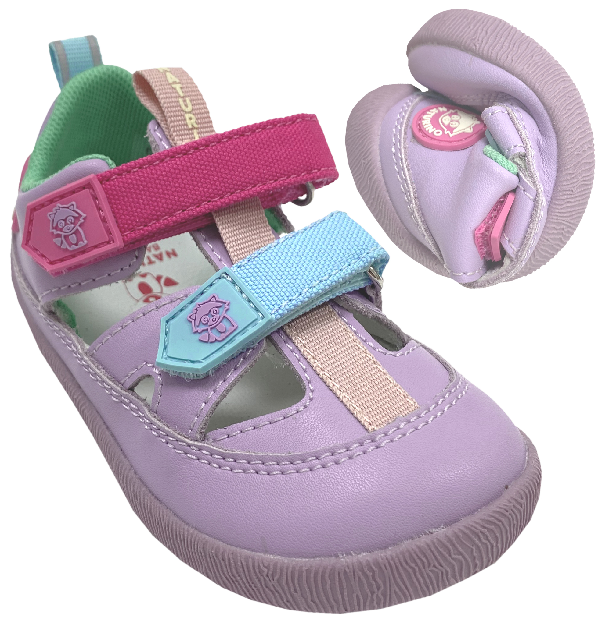 Leder Halbsandale / Barfußschuhe von NATURINO Barefoot Modell GIOMMY in Flieder / Lily