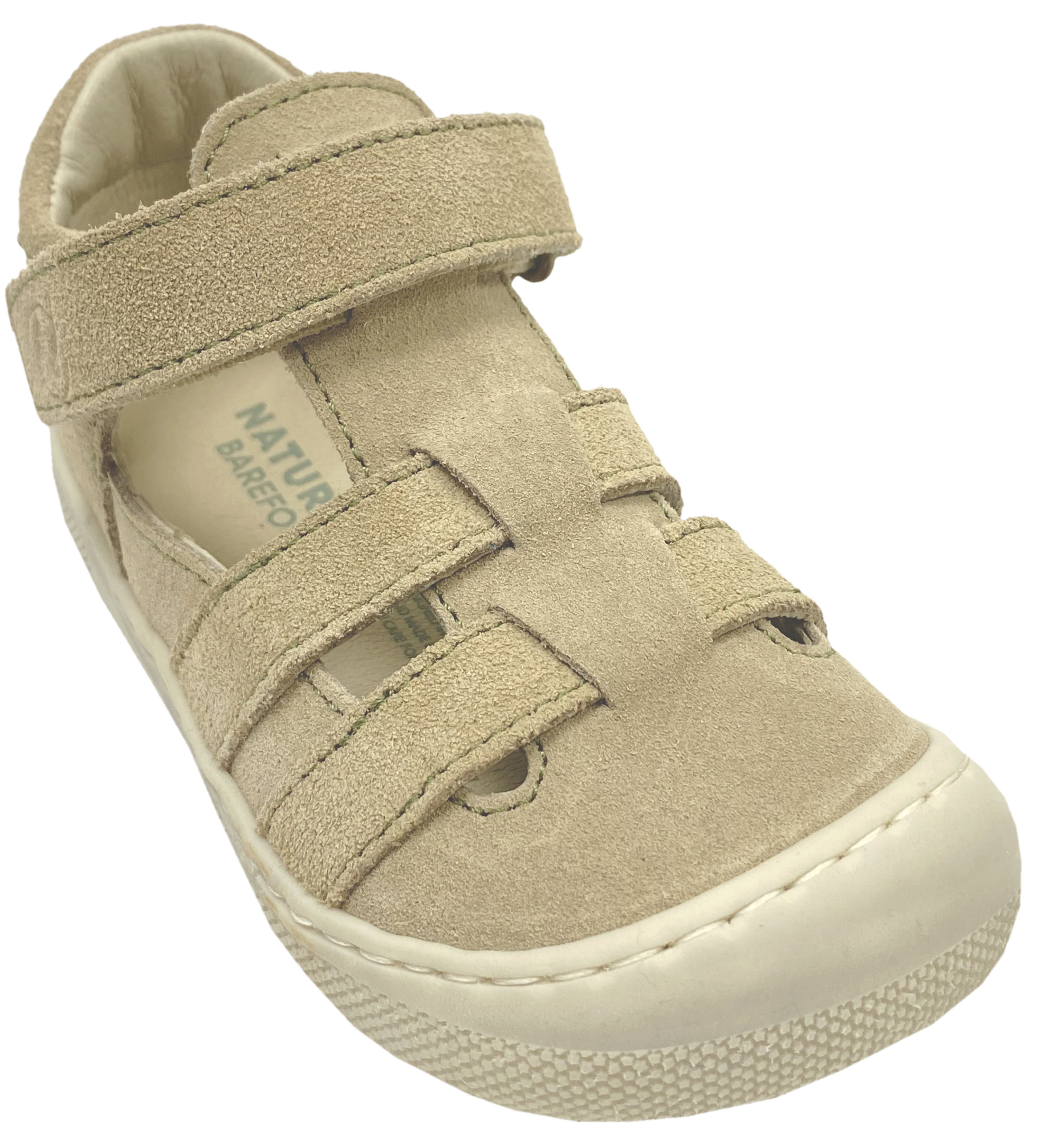 Halbsandale / Minimalschuhe aus Suede Leder in Sand / Beige von NATURINO Barefoot Modell FILDI