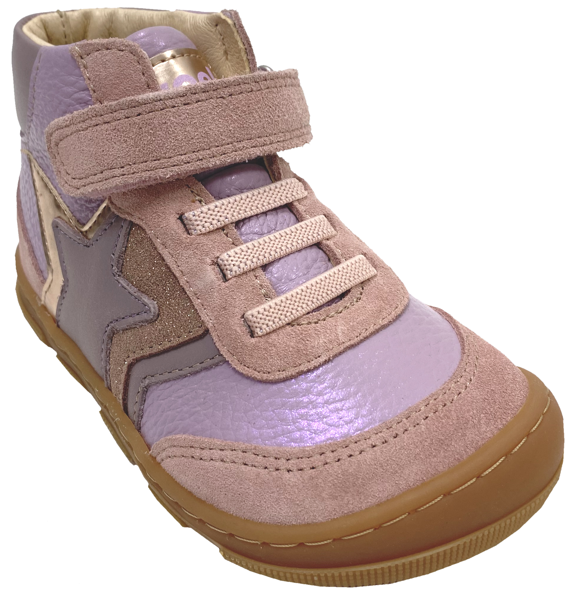 Knöchelhoher Barfußschuh aus Leder Kaltfutter v. KOEL Extra Wide * Kris * Lila Rosa Glitzer 15W004.151