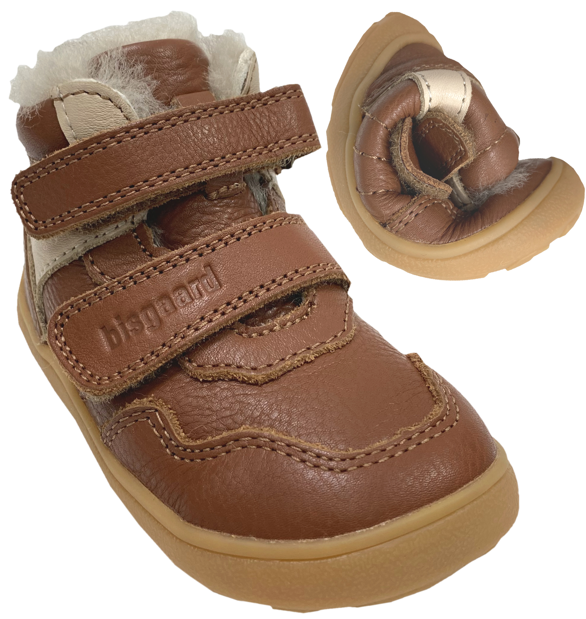 Lammfell gefütterte Barfußschuhe, Knöchelhoch, aus Leder von BISGAARD in Braun BECKY Lamb