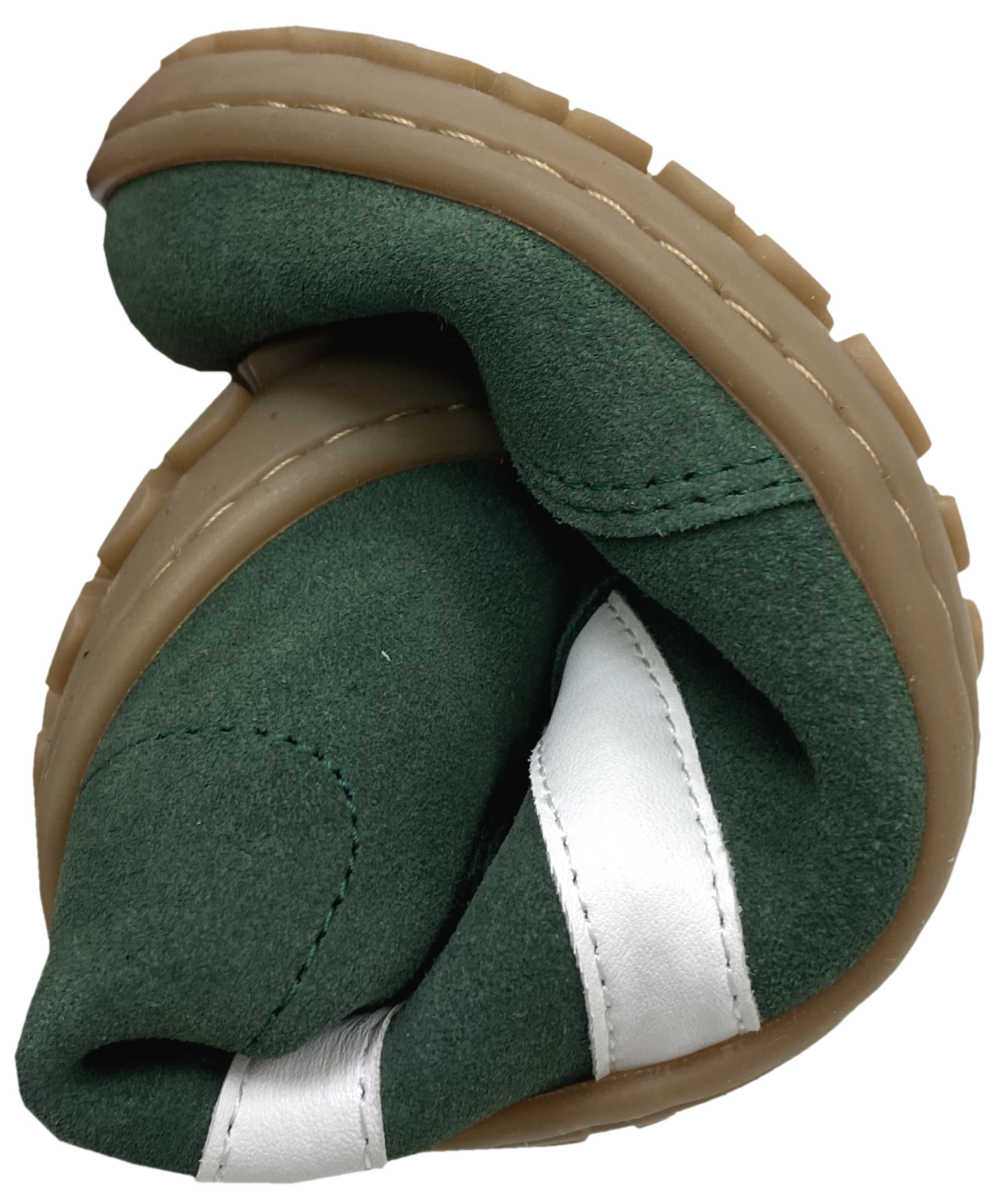 Trendige Barfuß Sneaker aus Nubukleder in Grün mit Weißen Str. von KOEL "ILA Suede" 25L024.301