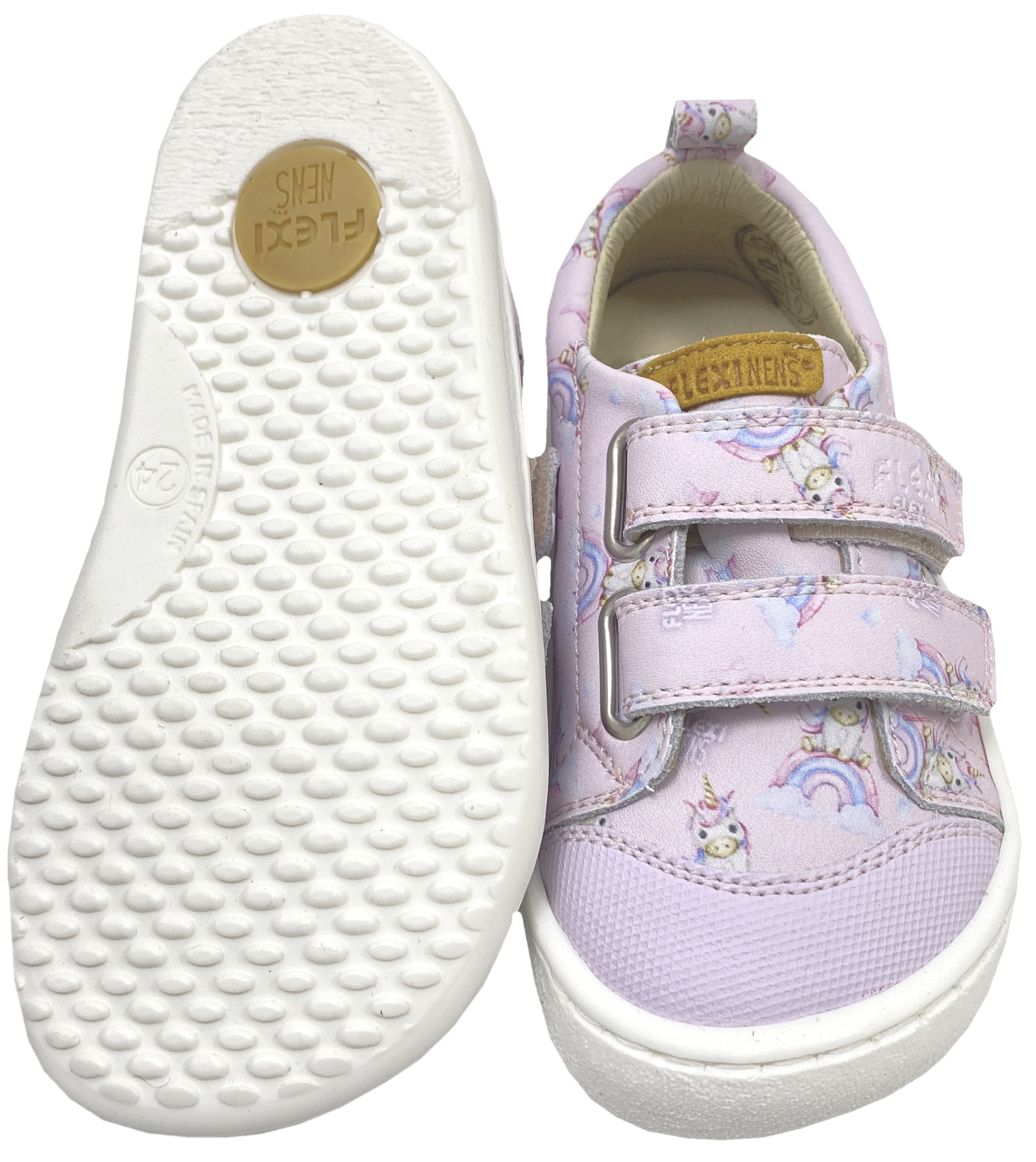 Barfuß Sneaker in Flieder mit Regenbogen Einhorn Print von FLEXI NENS 42936