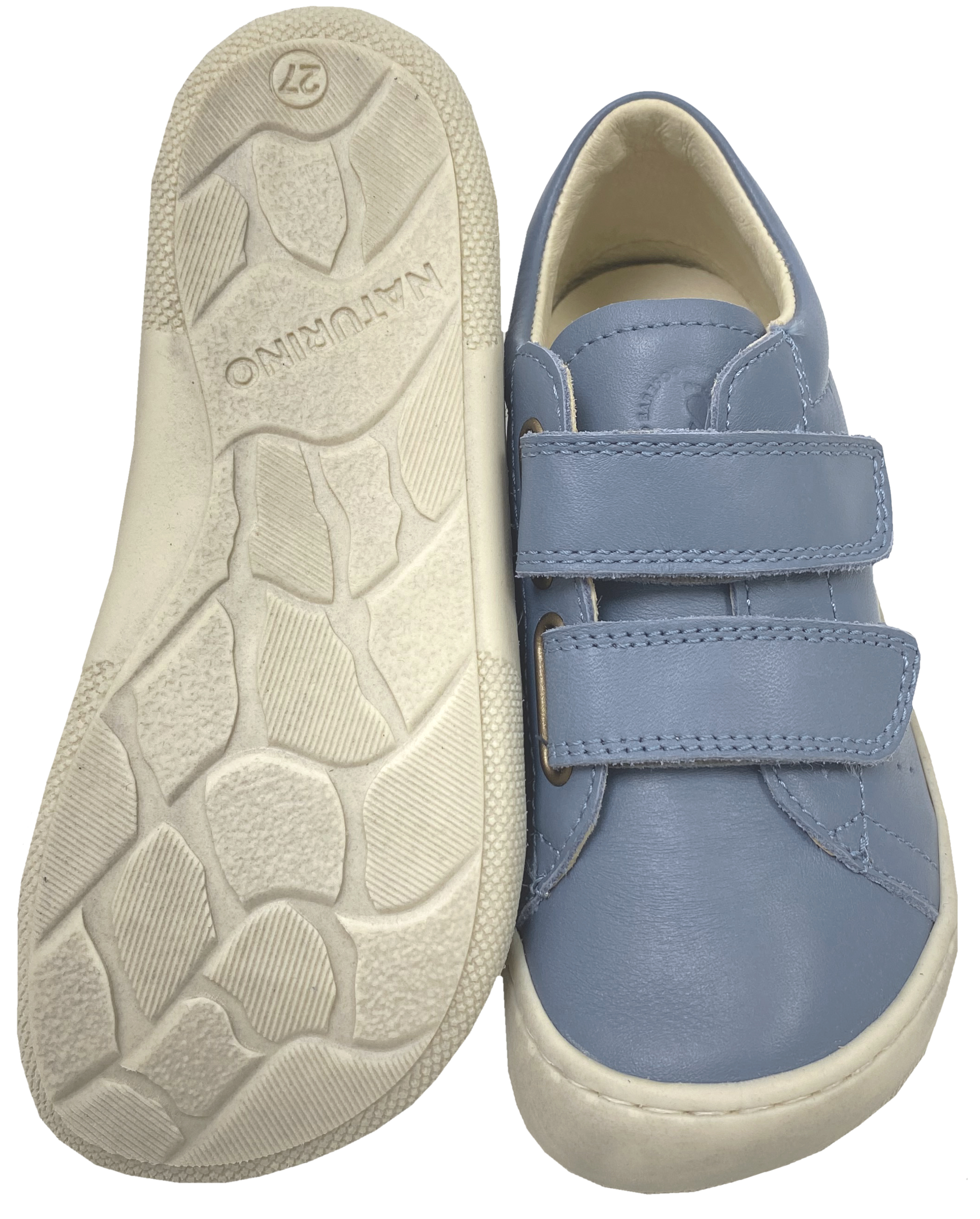 Knautschig weiche Leder Sneaker mit Minimalsohle von NATURINO Barefoot * BIRA * in Celeste