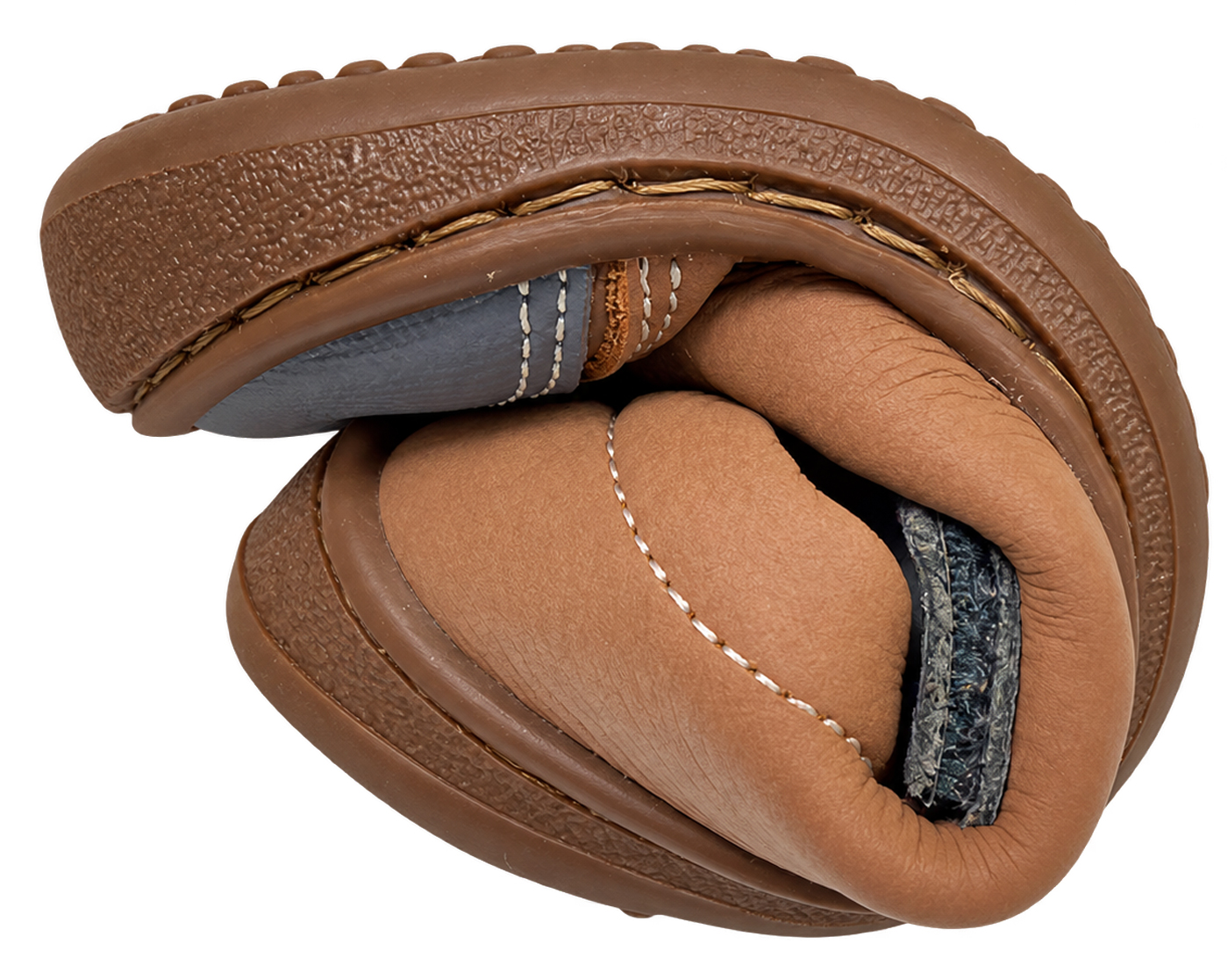 Leder Sneaker / Barfußschuhe von FLEXI NENS in Altrose Caramell / Jeansblau mit Klett & Zierschnürung 9005-R