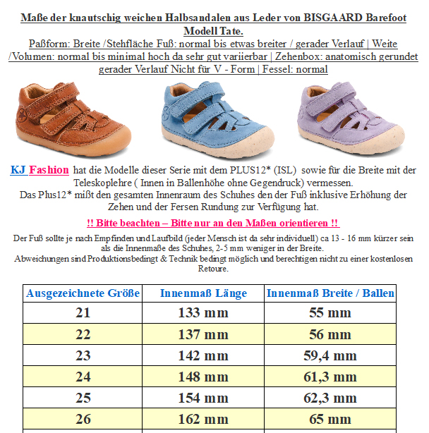 Knautschig weiche Halbsandale aus Leder in Cognac Modell Tate von BISGAARD Barefoot