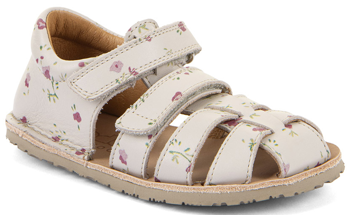 Leder Barfußsandalen, Fersenschutz & Zehenschutz Natur Flower v. FRODDO Flexy G3150283
