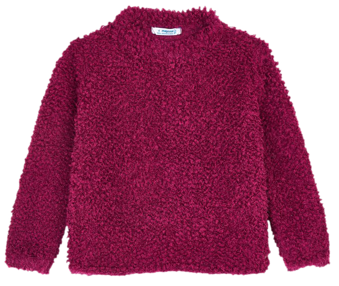 Kuschelstrick Pullover aus Boucle Garn in Weinrot von MAYORAL  4346