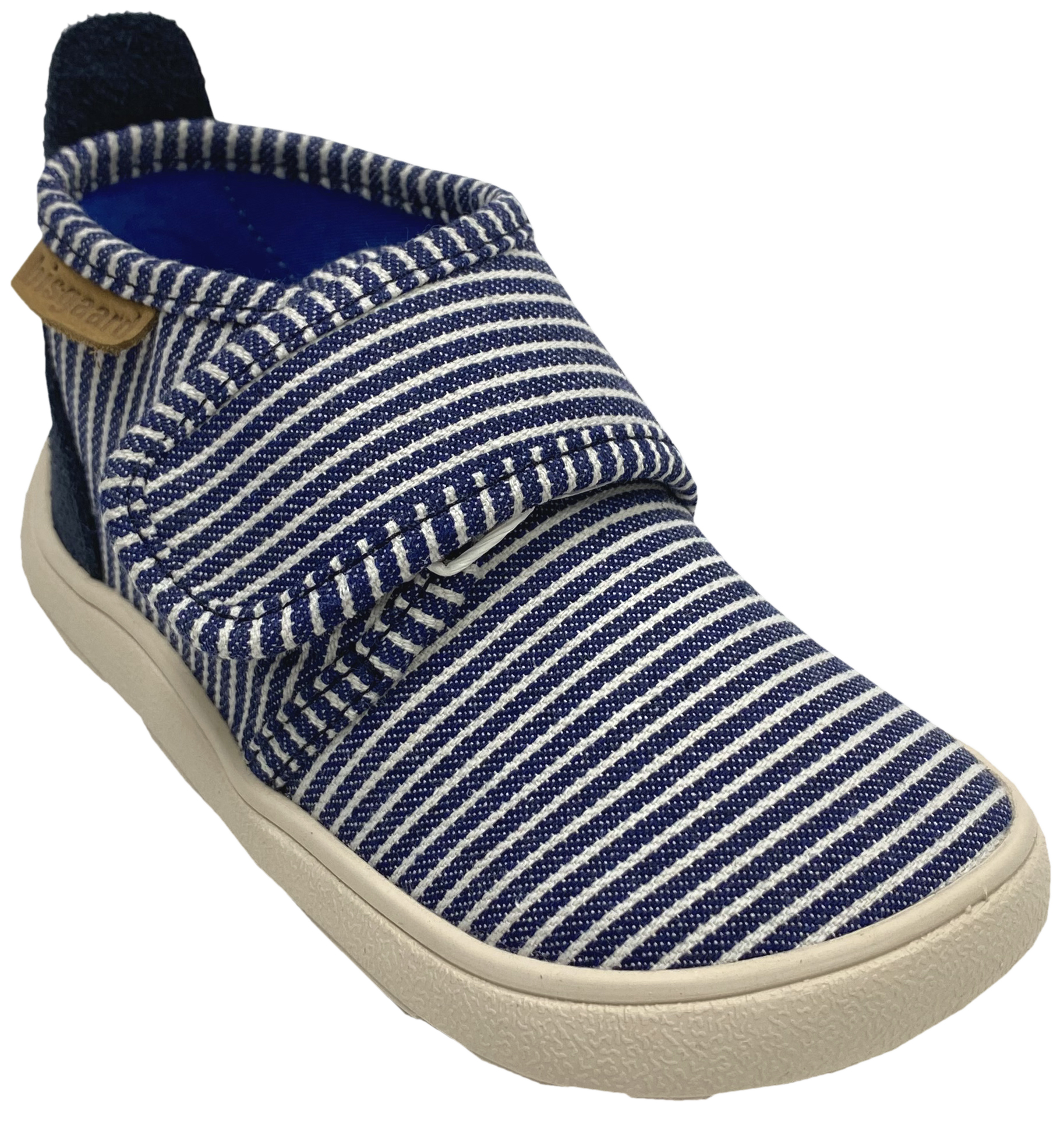 Knautschige Hausschuhe *Navy Stripe* mit Klett, quer & längs flexible Miinimalsohle BISGAARD Basic