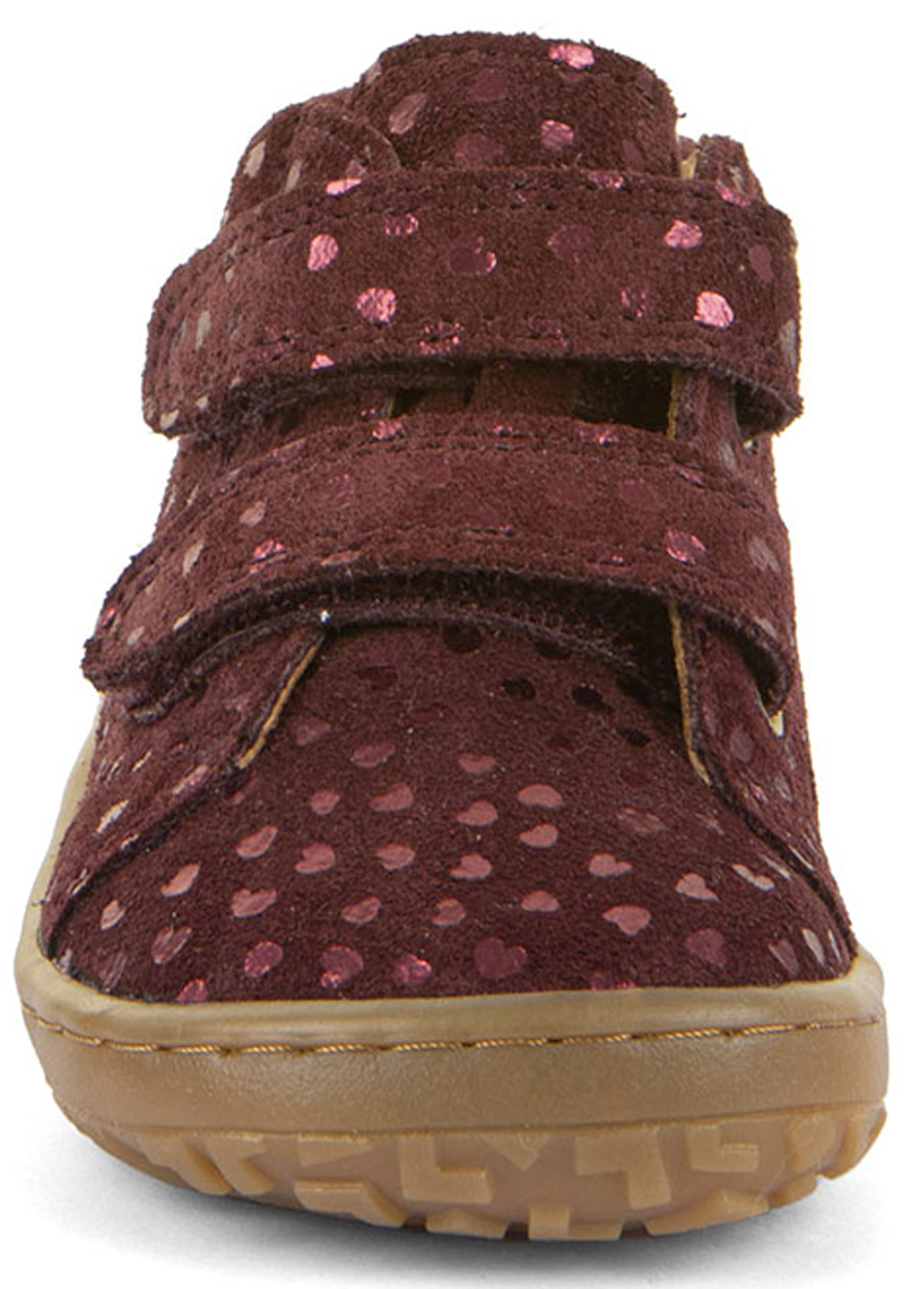Barfußschuhe knöchelhoch aus Nubukleder von FRODDO in Bordeaux Glitzer *First Step* G2130369