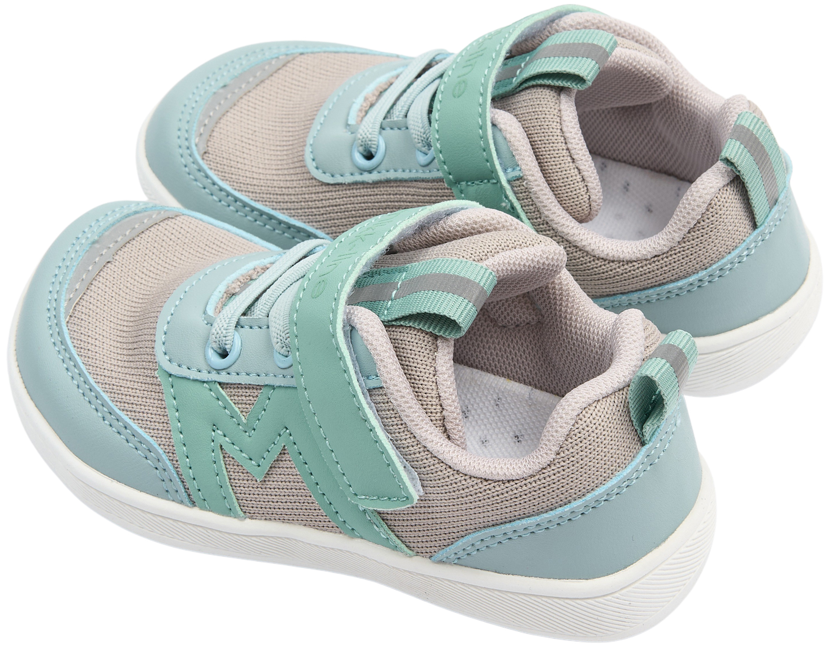 Barfuß Sneaker VEGAN Mesh Gewebe Non Marking Sohle *MIKK Line Barefoot* Mint / Beige 3014