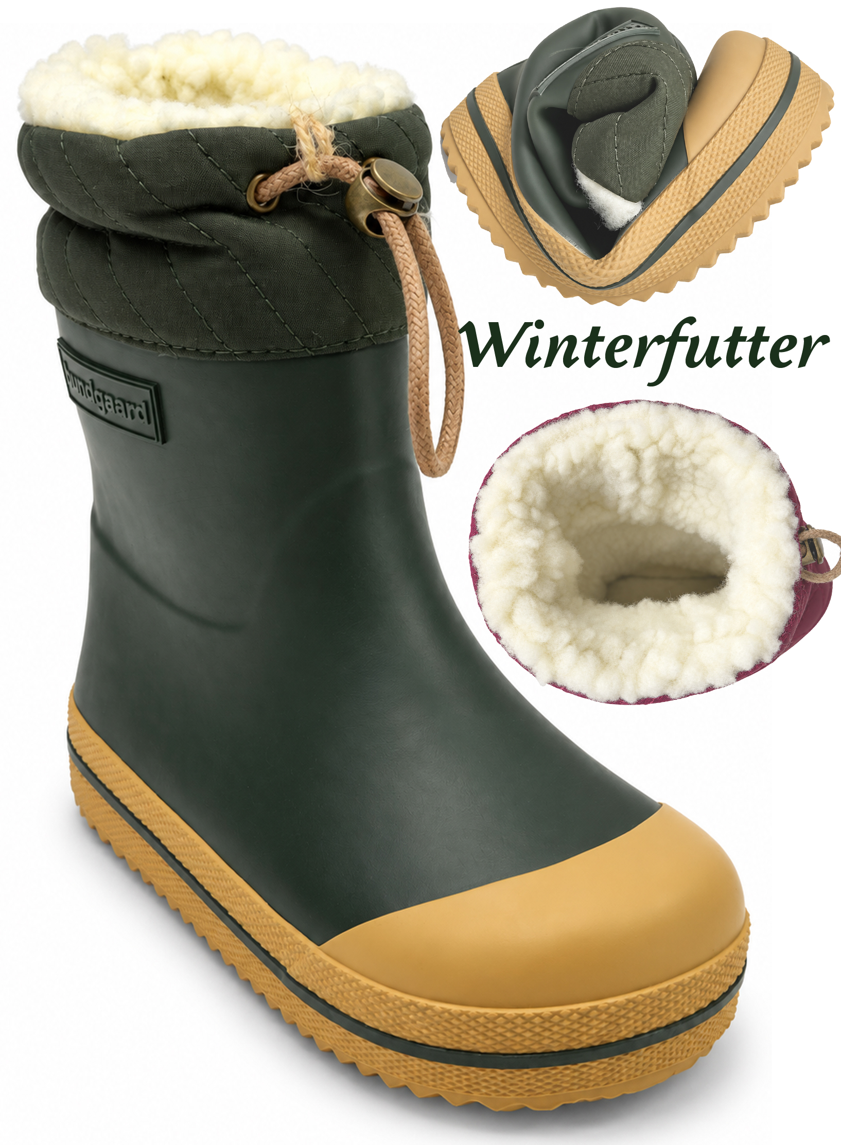 Wintergummistiefel mit Stulpe von BUNDGAARD - Barfußschuhe HAZY in Pinie BG401062