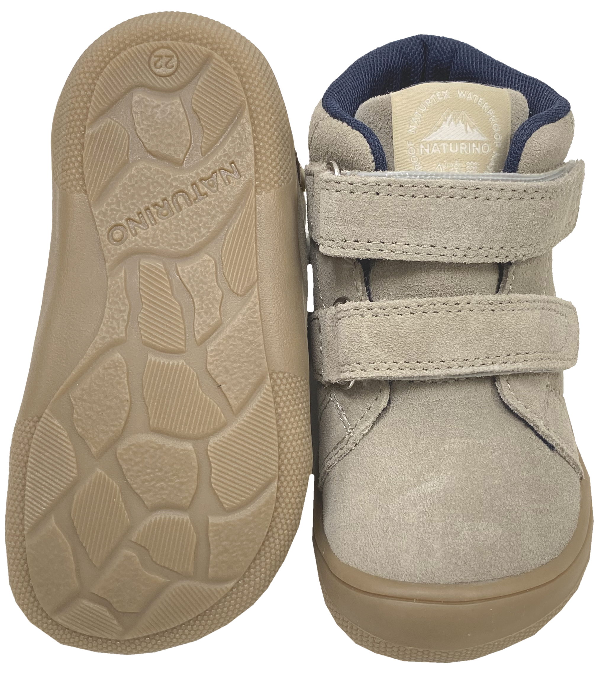 Knautschige Winterstiefel > NATURINO Barefoot < SUEDE Leder + TEX Membran *SPINNI* in Taupe / Light Brown