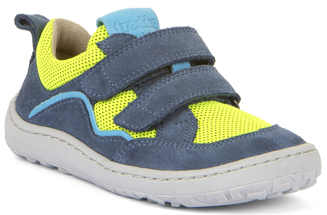 Mega flexible Sneaker *Barefoot Basic * Leder + Mesh Besatz in Denim /Neongelb v. FRODDO G3130260
