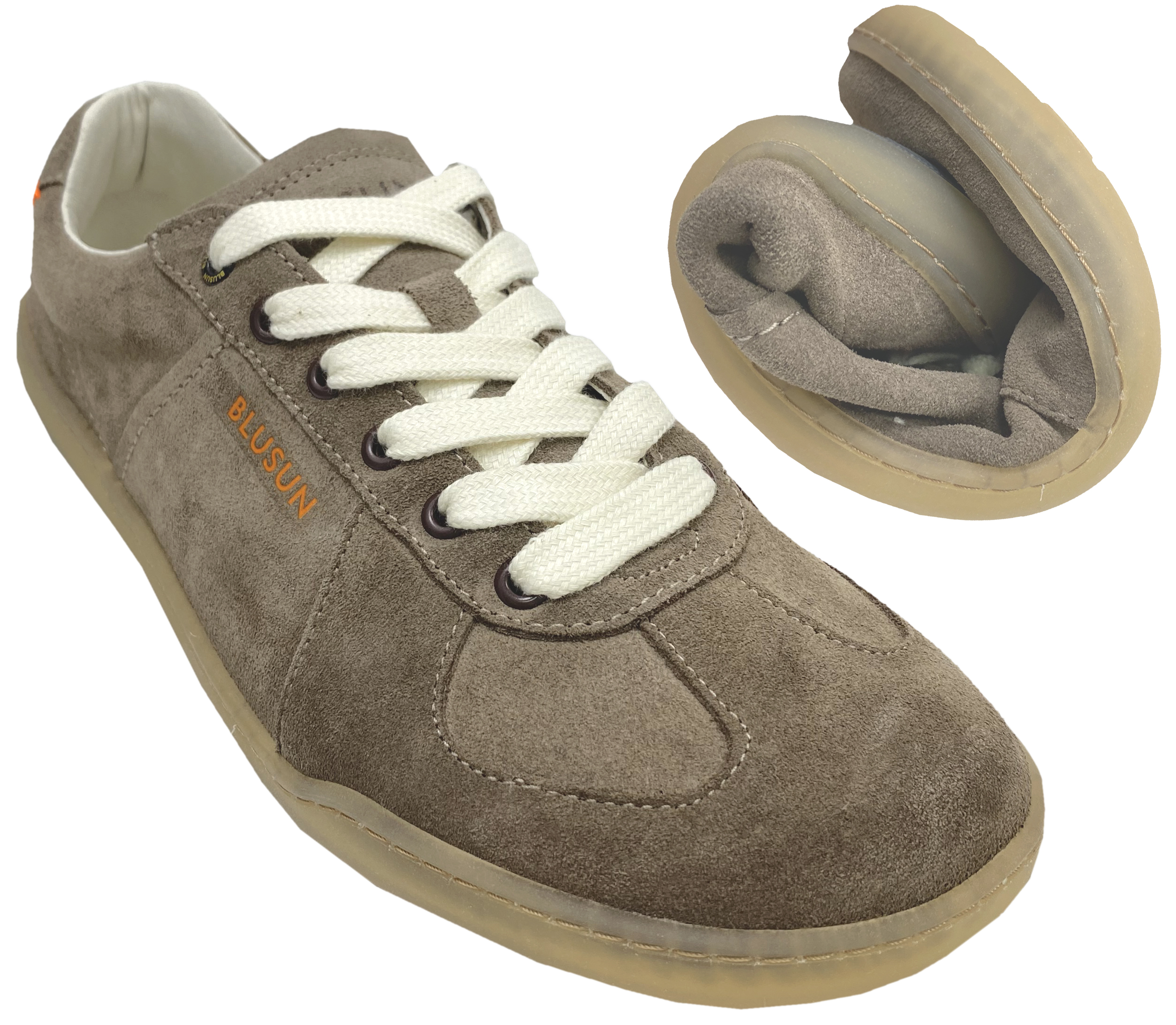Lässiger Sneaker / Barfußschuhe in Coffee Brown von BLUSUN aus Leder BLSN-200M