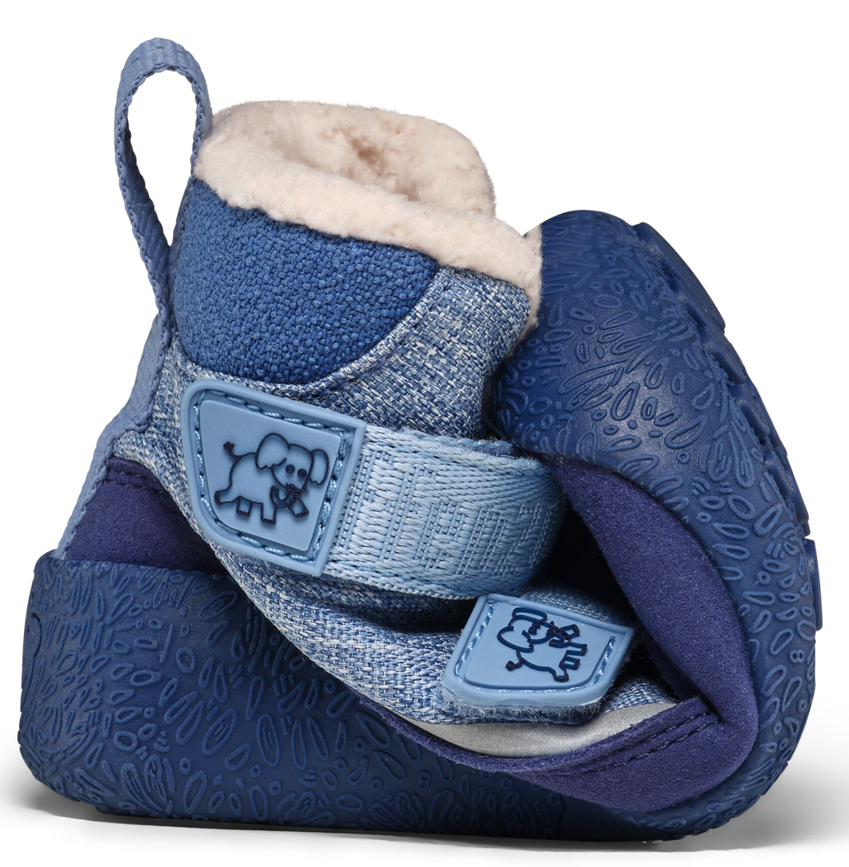 Veganer Midboot  SNUGGY mit Winterfutter von AFFENZAHN in Blau Motiv Elephant