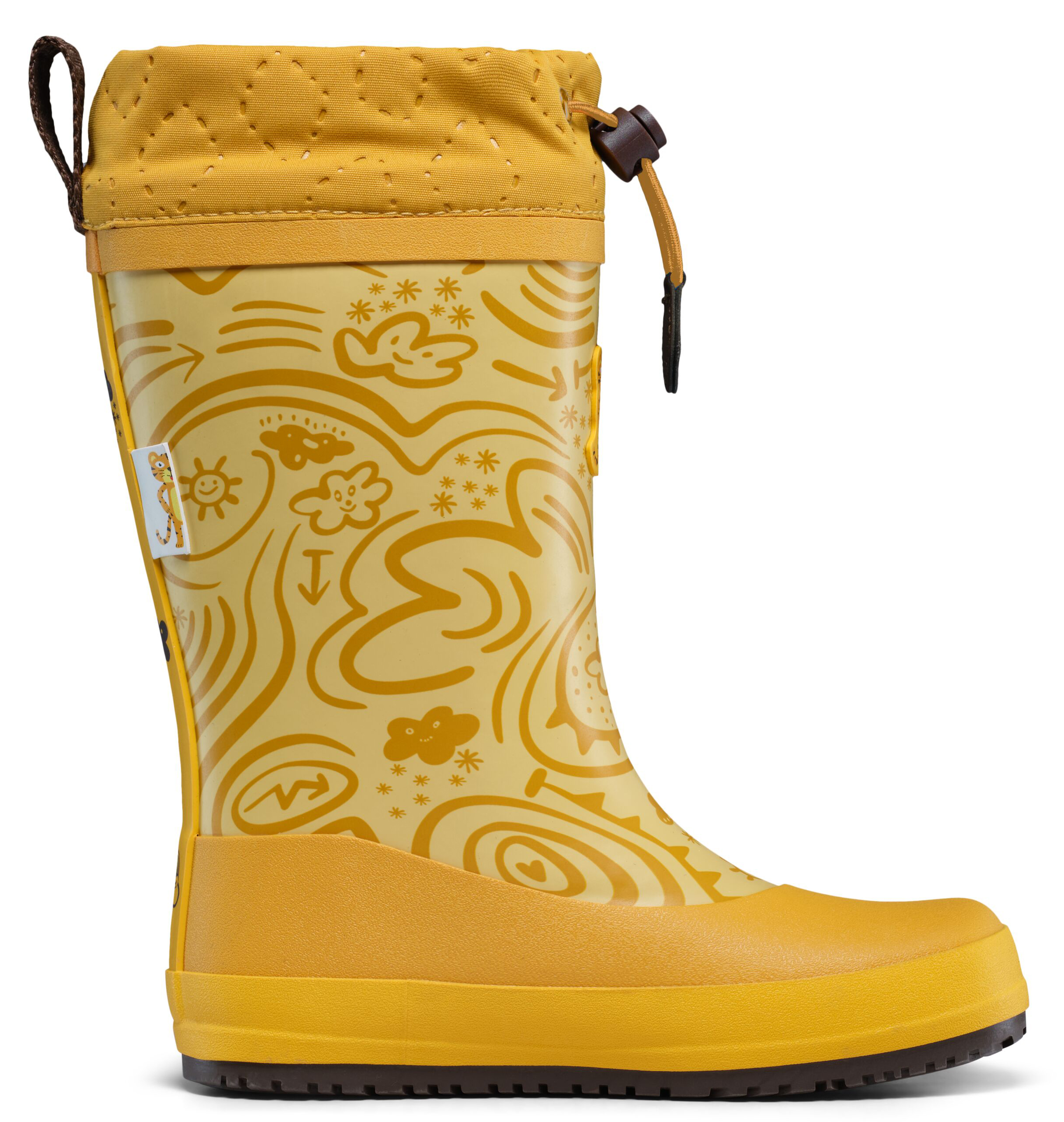 Barfuß Gummistiefel mit Warmfutter von AFFENZAHN * Vegan Puddly * Tiger in Gelb