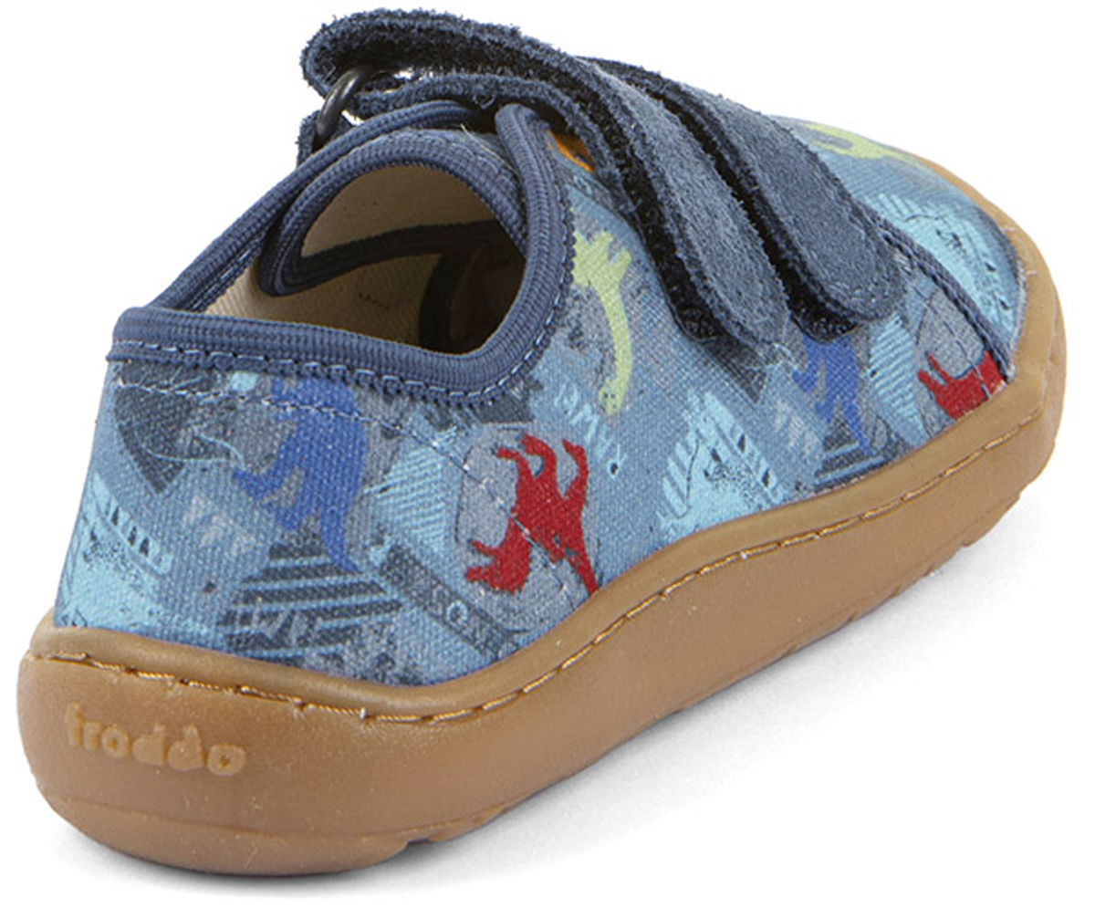 Canvas Sneaker Barefoot Grip Sohle von FRODDO in Jeans Blau Dino Motiv G1700440