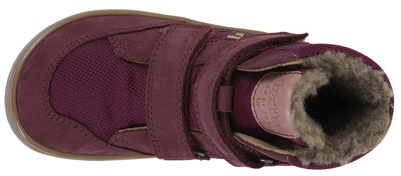 Barfußschuhe / Winterstiefel + Schurwollfutter Barefoot UP Hill Wool von FRODDO Bordeaux Glitzer G3160262