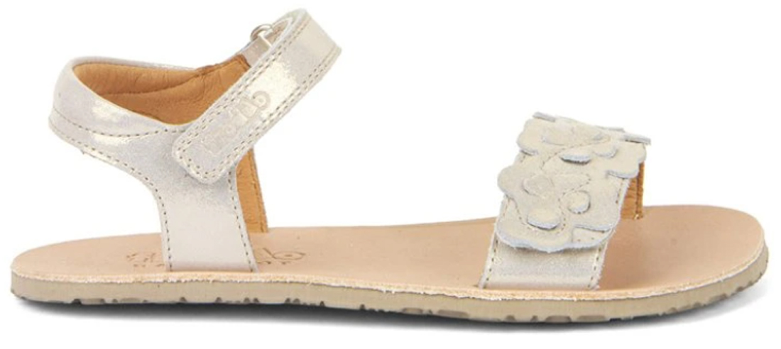 Leder Sandalen mit Minimalsohle in glitzerndem Gold Shine von FRODDO Barefoot Flexy Flowers 3150265