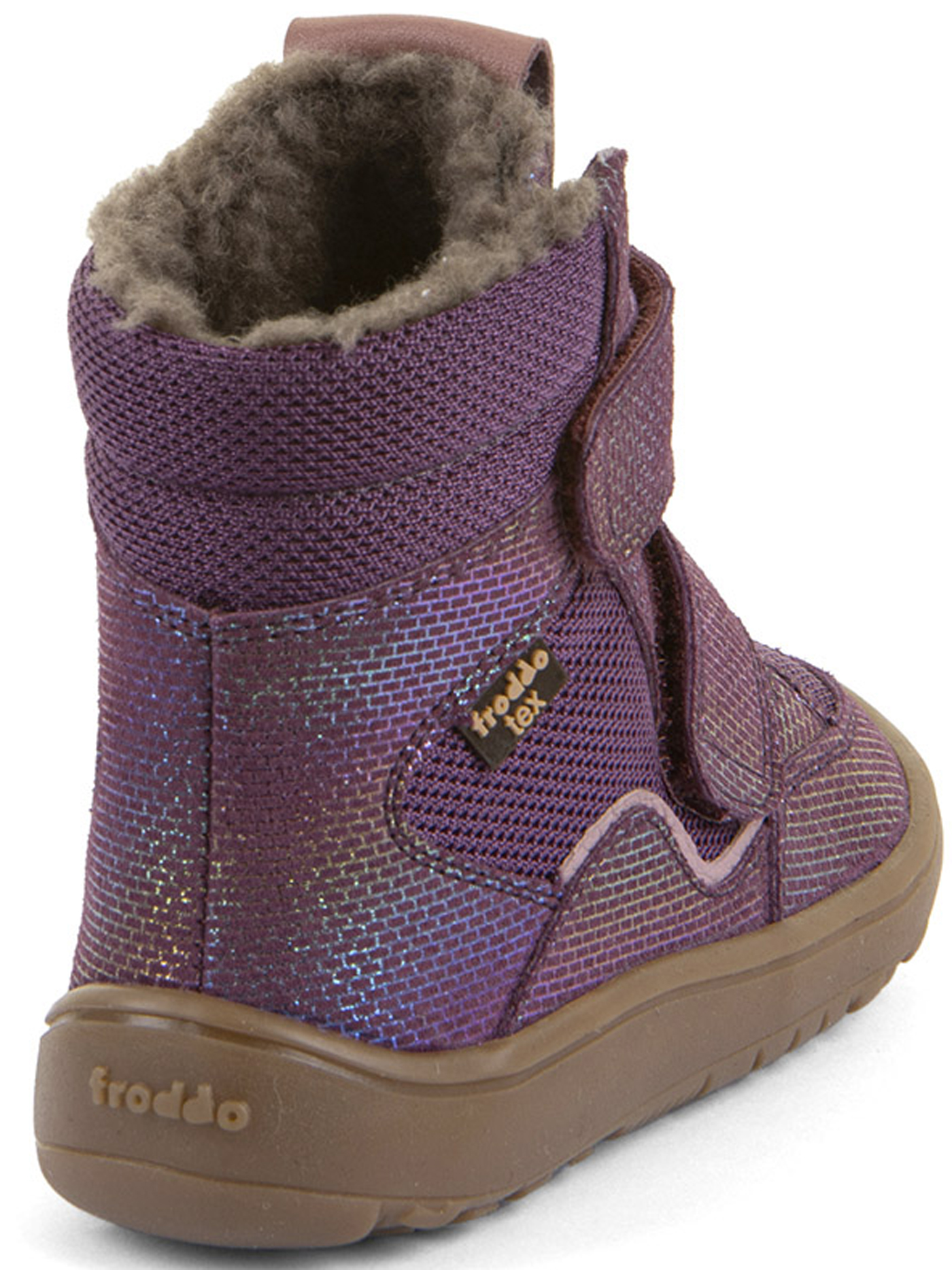 Winterstiefel Leder + Mesh +TEX +Schurwollfutter LILA Glitzer FRODDO Barefoot G3160247