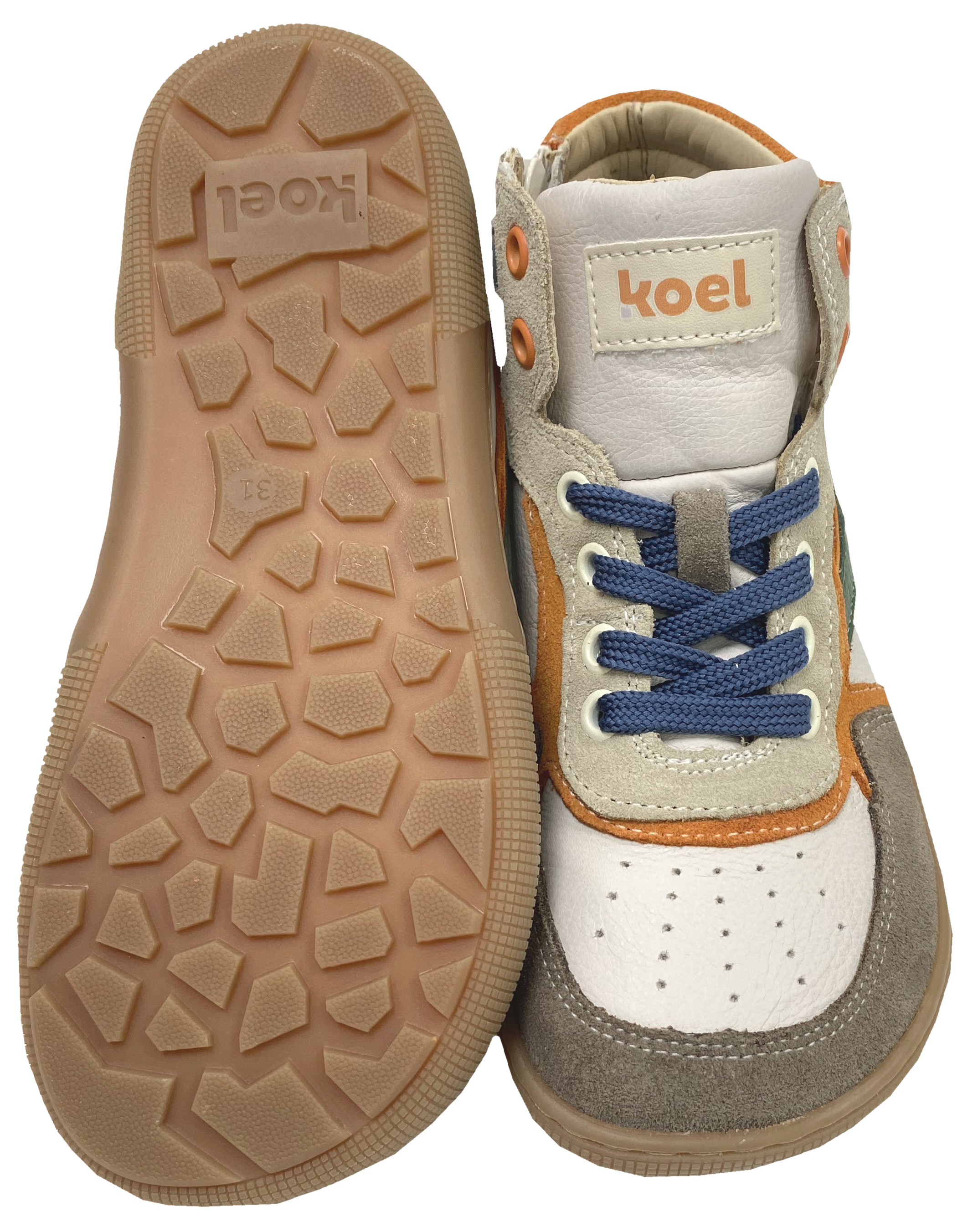 High Top Sneaker DANISH Nappa in Beige, Orange Grün, Zipper & Schnürung von KOEL 08M028.151