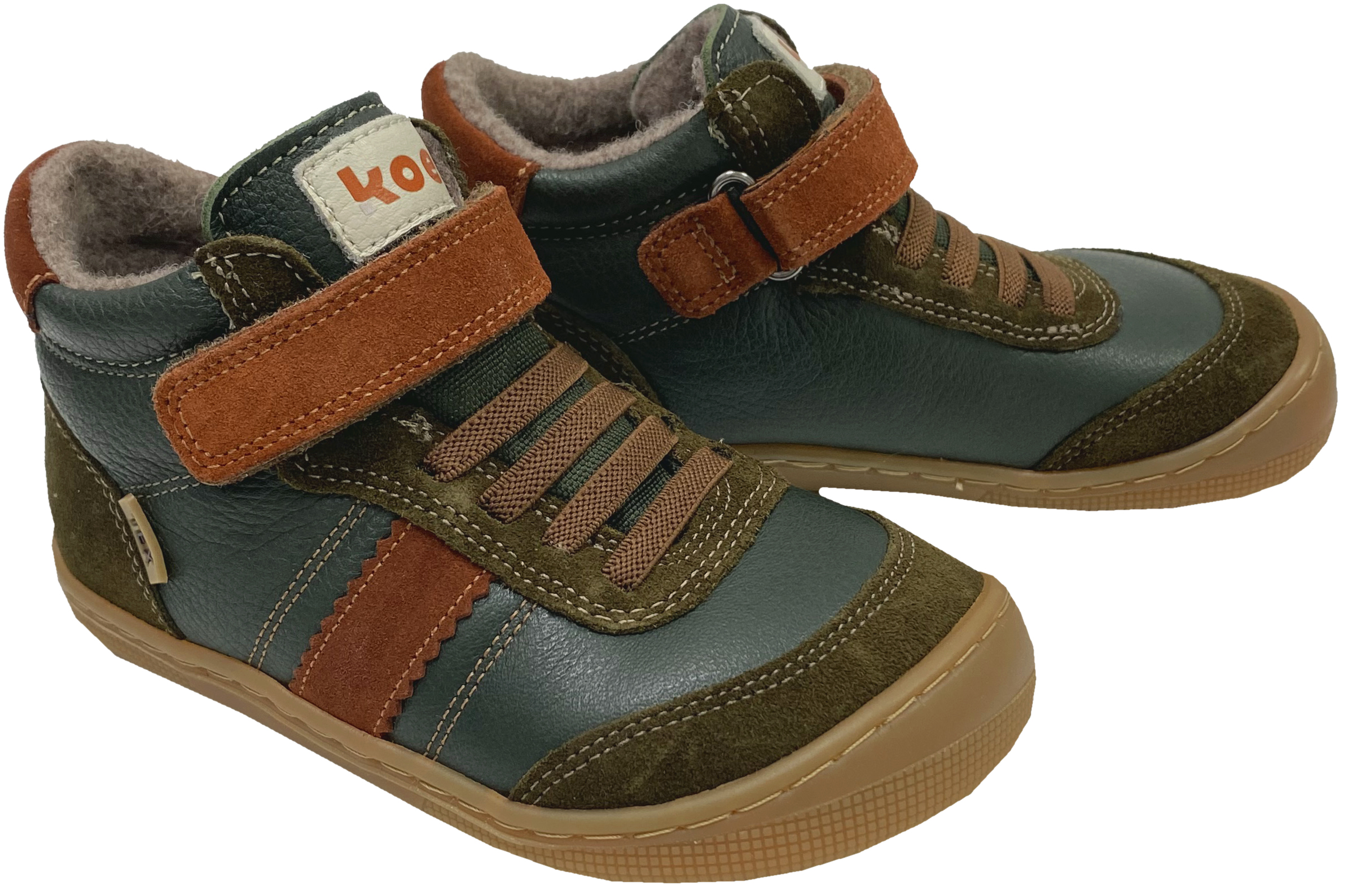 Knöchelhohe Minimalschuhe Leder, Wollfleece Futter + TEX > KOEL Barefoot * DANIEL 3.0* Green 07T055.303