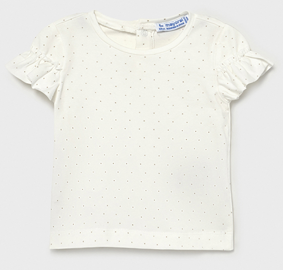 Schlicht schickes T-Shirt mit Volantärmel Cremé Gold gepunktet für Girls von MAYORAL Baby 1082