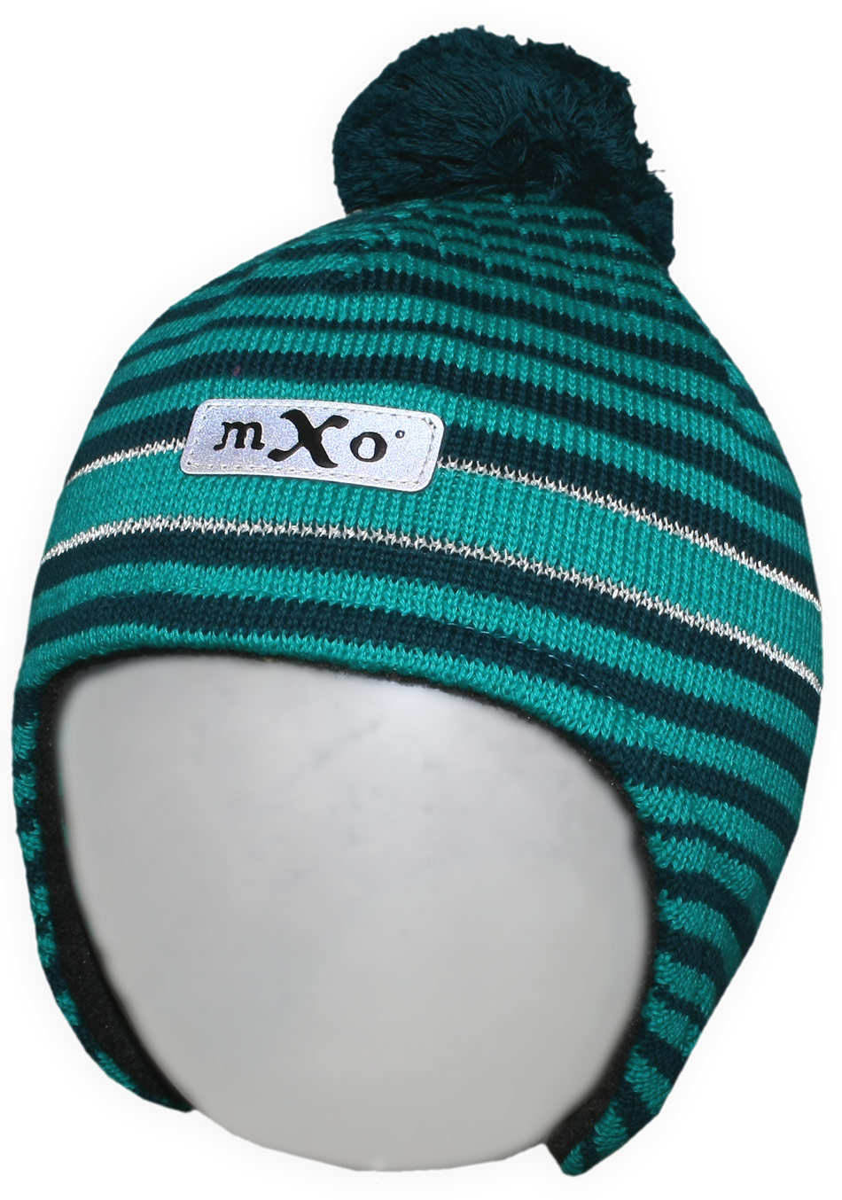 Strickmütze GRÜN mit Bommel & Ohrenausarbeitung aus BW Strick & Fleecefutter von MAXIMO 43578-181300