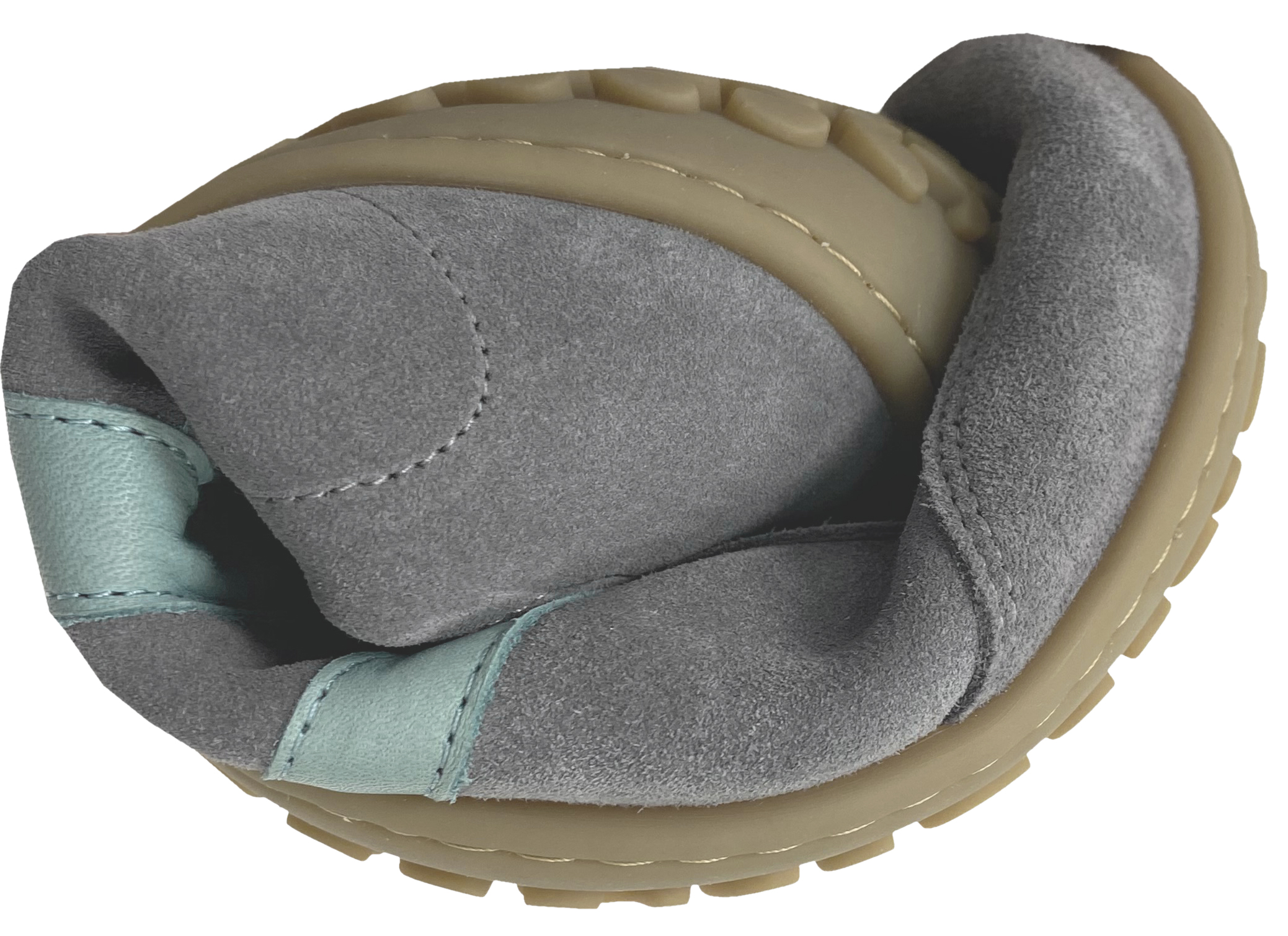 Trendige Sneaker / Barfußschuhe aus Wildleder in Grau mit Türkisem Str. von KOEL "ILO Suede"