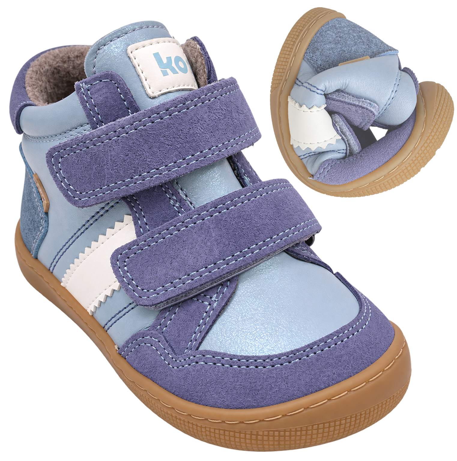 Leder Barfußschuhe Wollfleece Futter + TEX v. KOEL Barefoot *DOURO TEX * Lavendel Glitzer 07T063.153