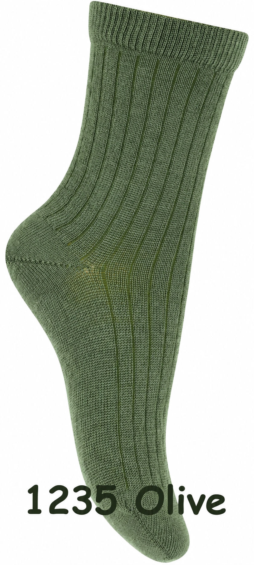 Dünne Wollsocke ~mittlere Höhe~ aus Superwasch Soft Merino Wolle Artikel 718 in 1235 Olive