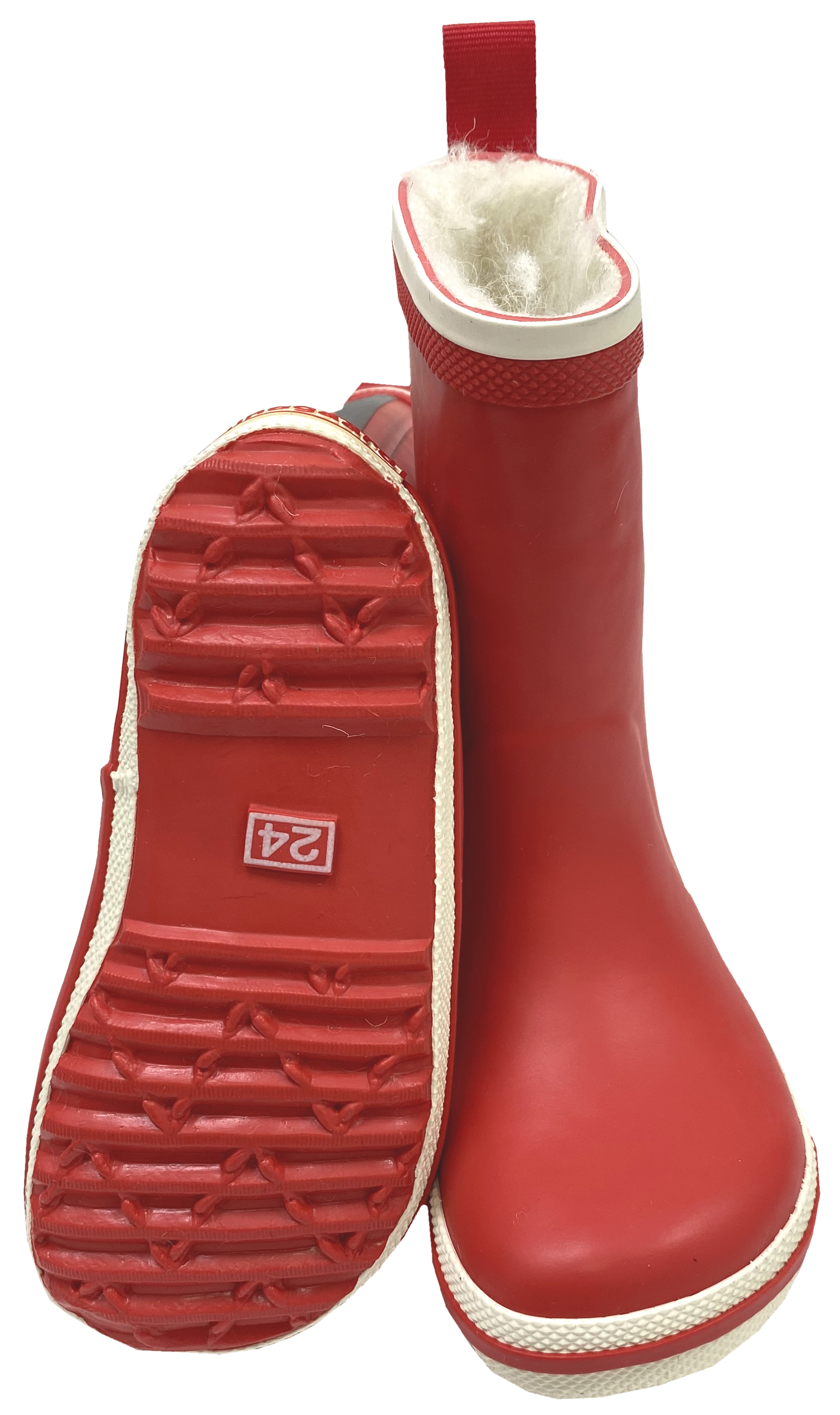 Barfuß Gummistiefel Charly High Warm, Naturgummi +Winterfutter in kräftigem Rot von BUNDGAARD