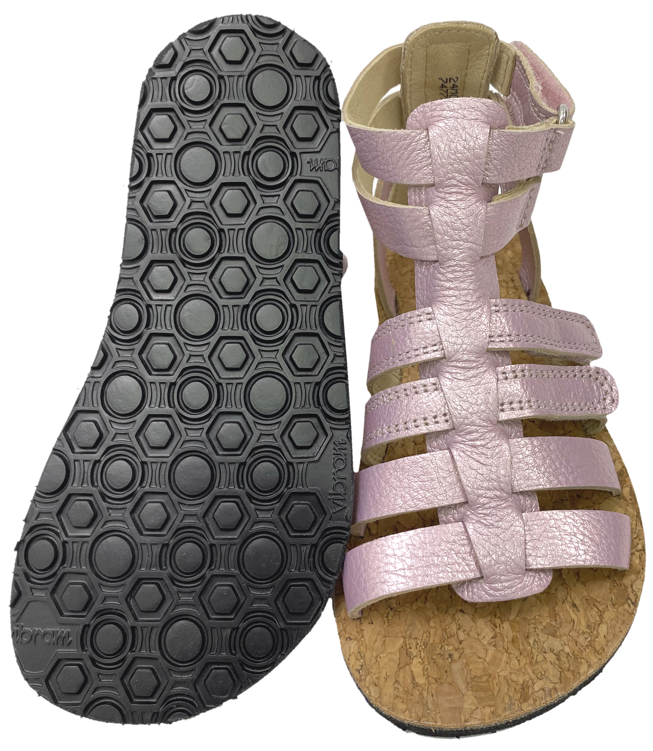 Riemchen Sandalen /Barfußschuhe *AURA Met* aus Leder in Pink/Rosa Glitzer von KOEL 24M010.151