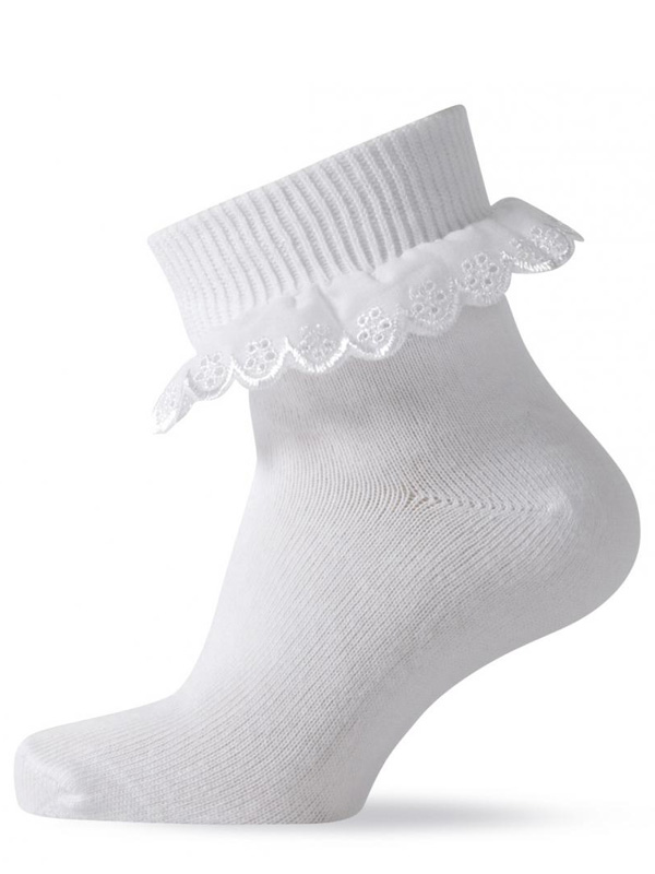 Festliches Söckchen in Offwhite mit Rüschenabschluß von MELTON 220041