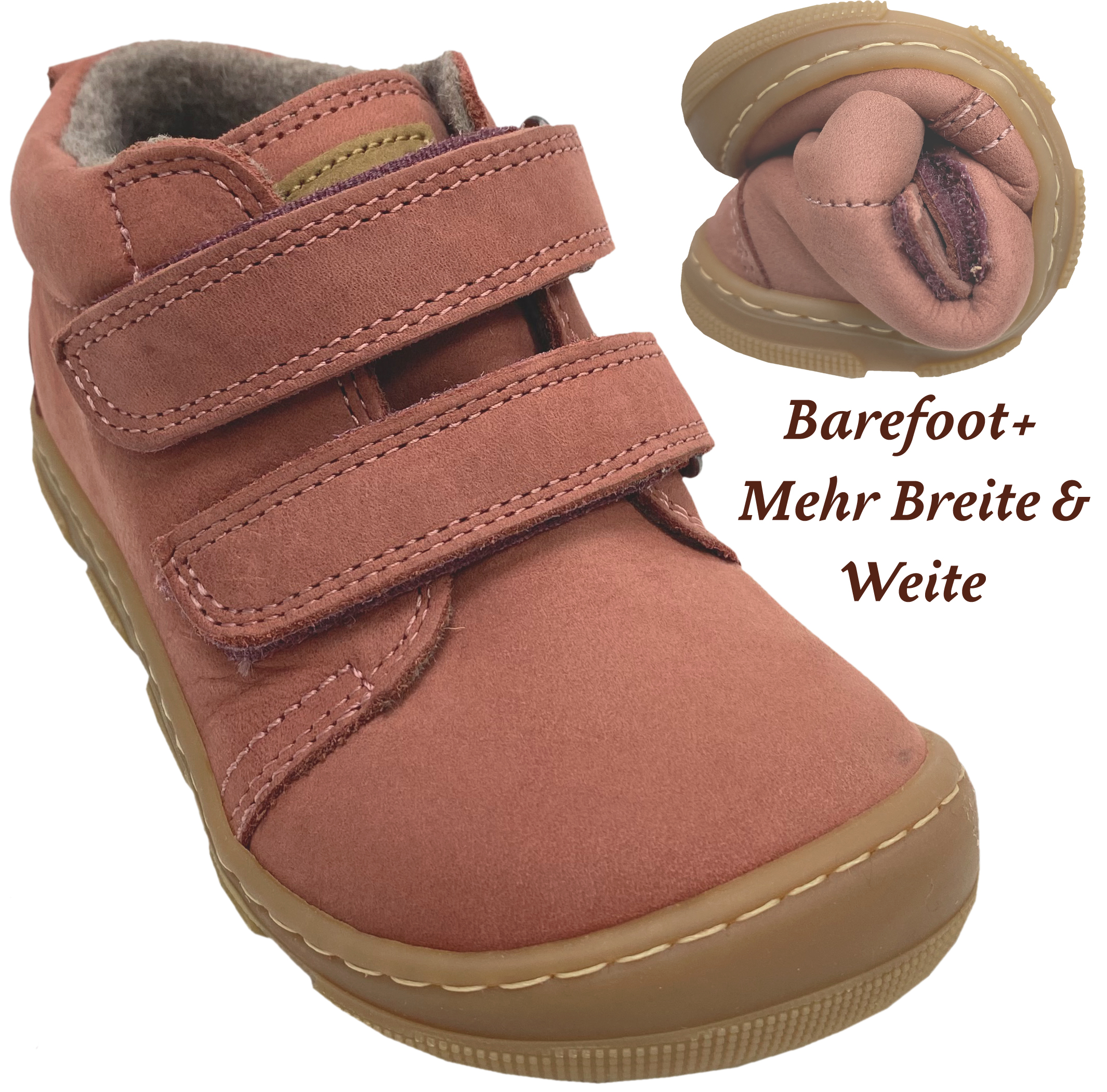 Barfußschuhe *KARI Wool Extra Wide* v. KOEL Hydro Leder+Wollfleece Futter BLOSSOM 15W002.233