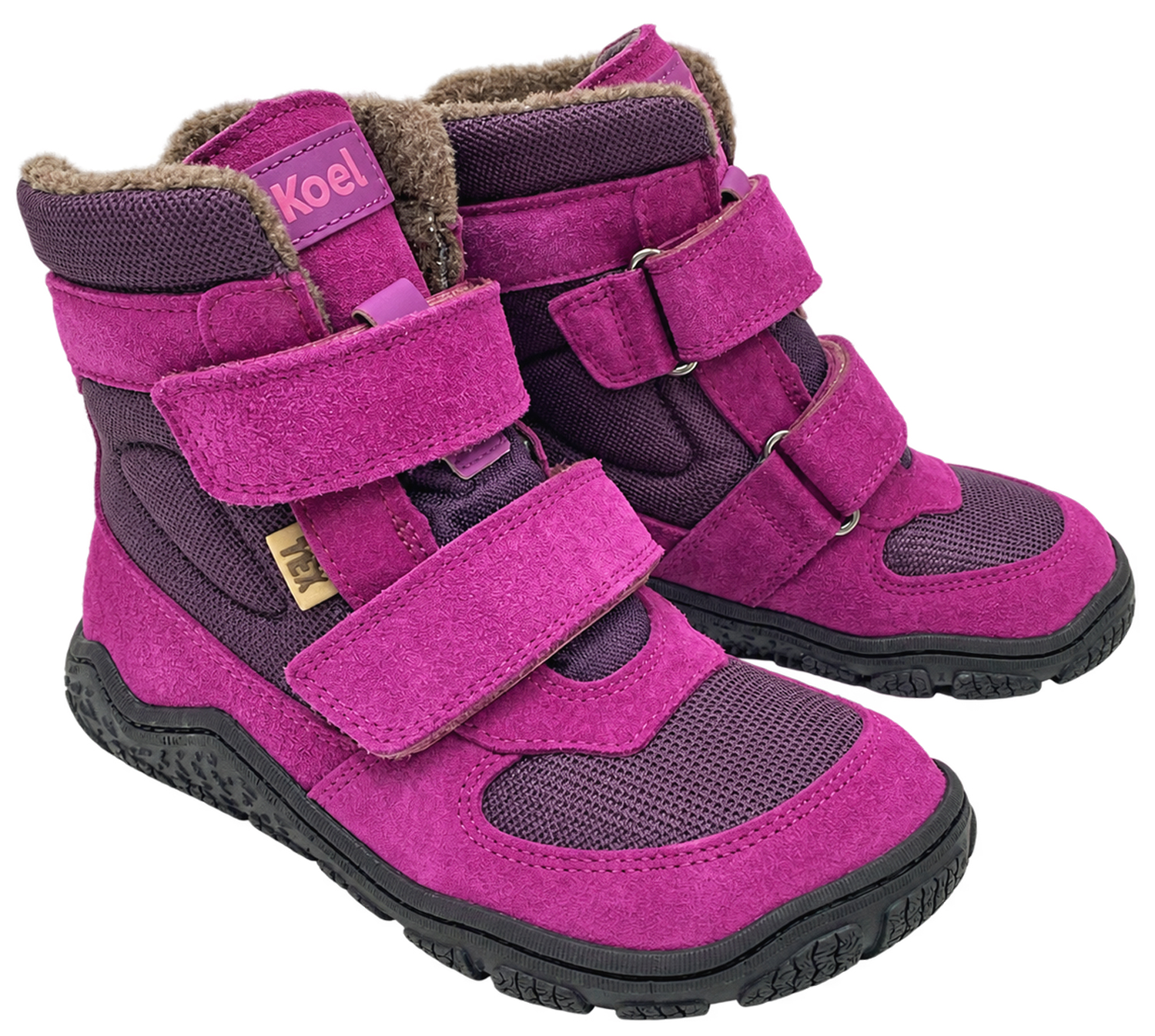 Trekking Stiefel mit Schurwollfutter / Waldkita von KOEL Barefoot * RYN Wool * Lavendel/Pink 34T014.302