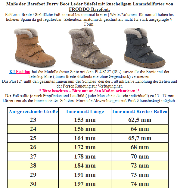Barfußschuhe / Winterstiefel Nappaleder COGNAC mit Lammfellfutter von FRODDO Barefoot G3160248
