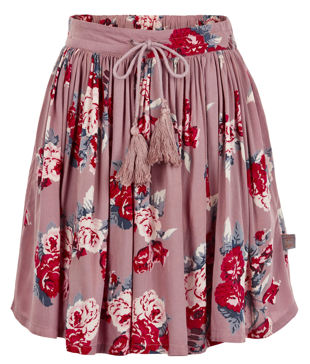 Herrlich weit schwingender Rock aus Viskose in Altrosé mit Rosenmuster von CREAMIE  820786