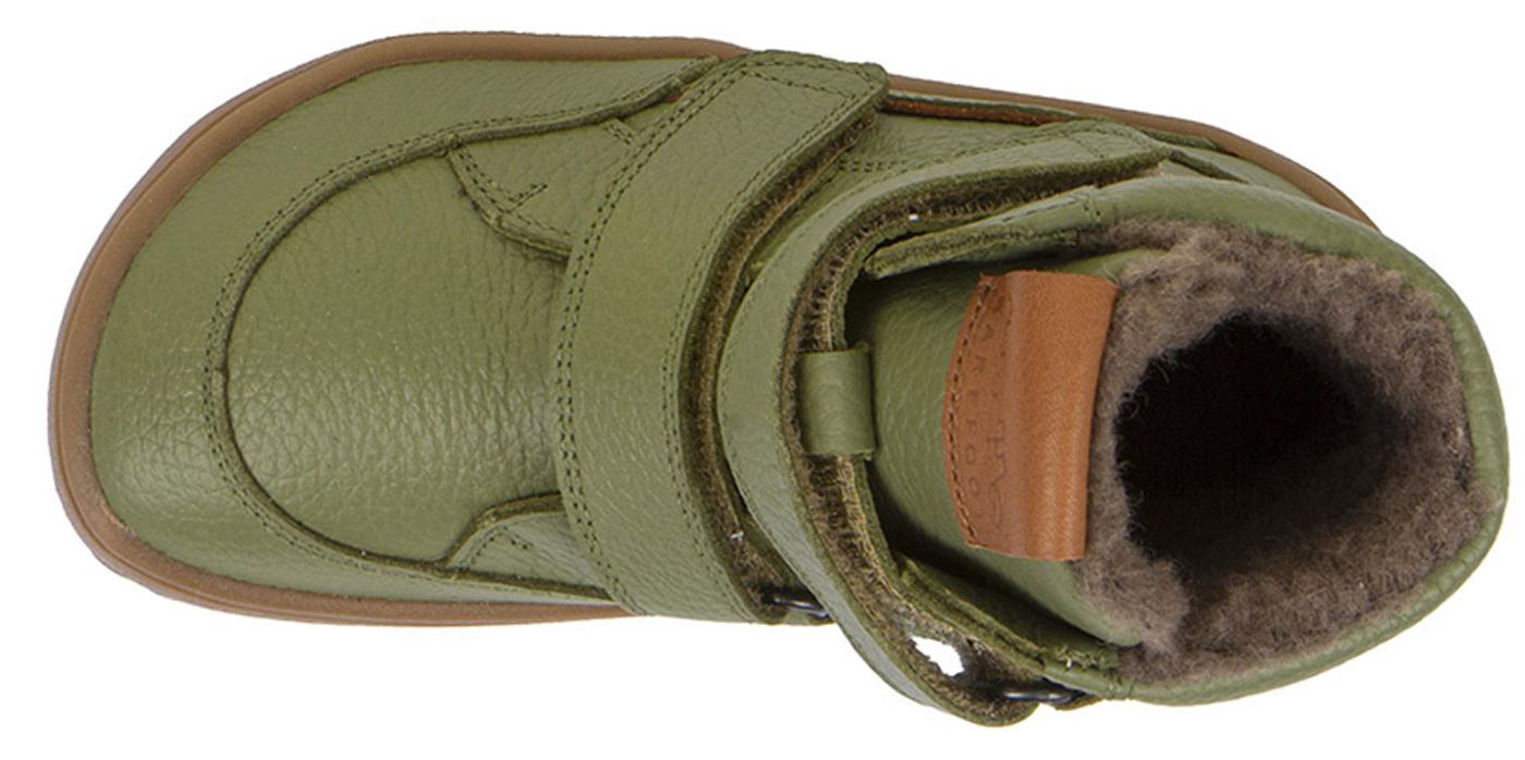 Winter Barfußstiefel Leder in Olive Schurwolle & TEX FRODDO Barefoot G3160246