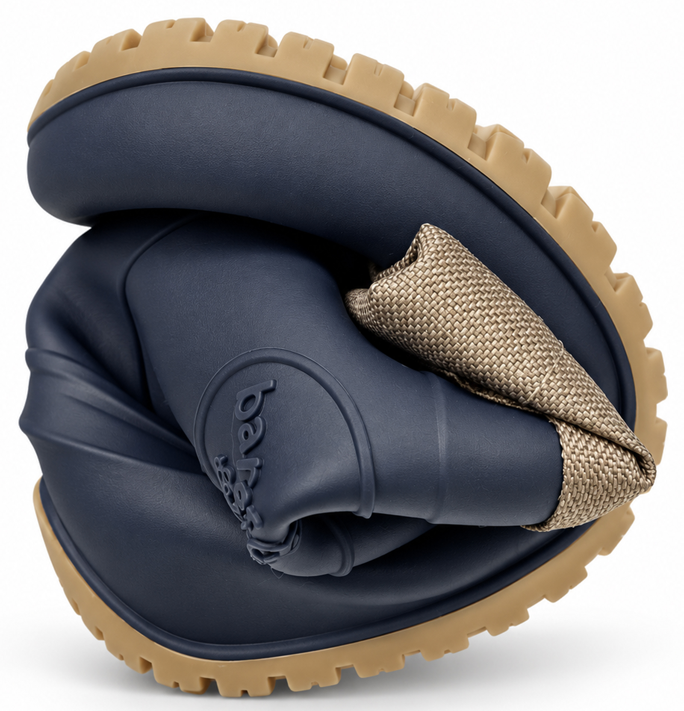 Ultra leichter Barfuß Gummistiefel Winterfutter, Kordelstopper am Kragen von LURCHI Polar Barefoot in Navy