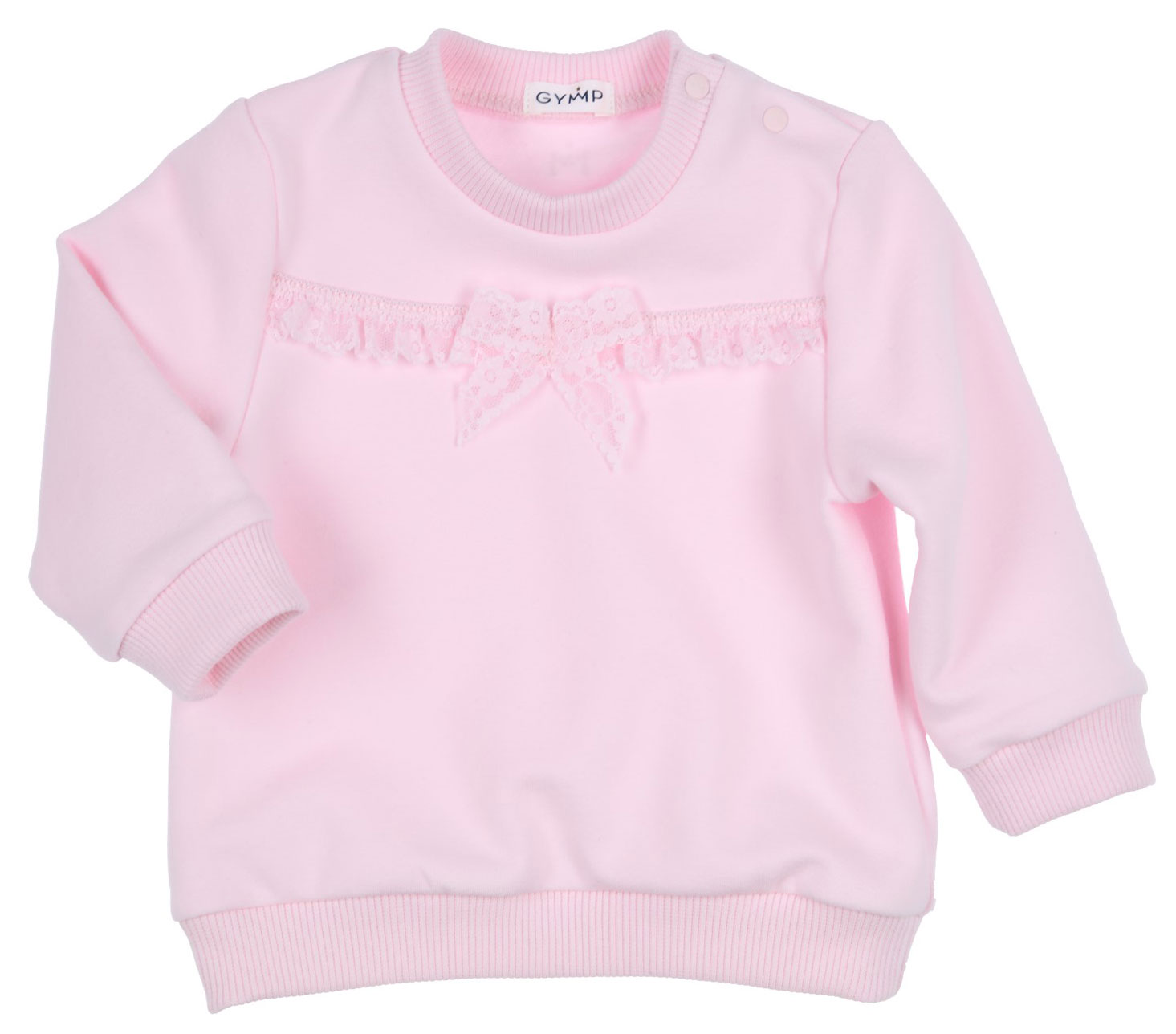 Sweatshirt in Zart Rose mit Zierschleife aus zarter Spitze von GYMP 1585