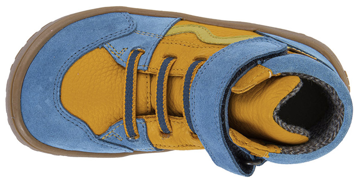 Halbhohe Barfußschuhe, TEX Membran & Textil Futter FRODDO *Barefoot TEX Go * Blue Yellow G3110265