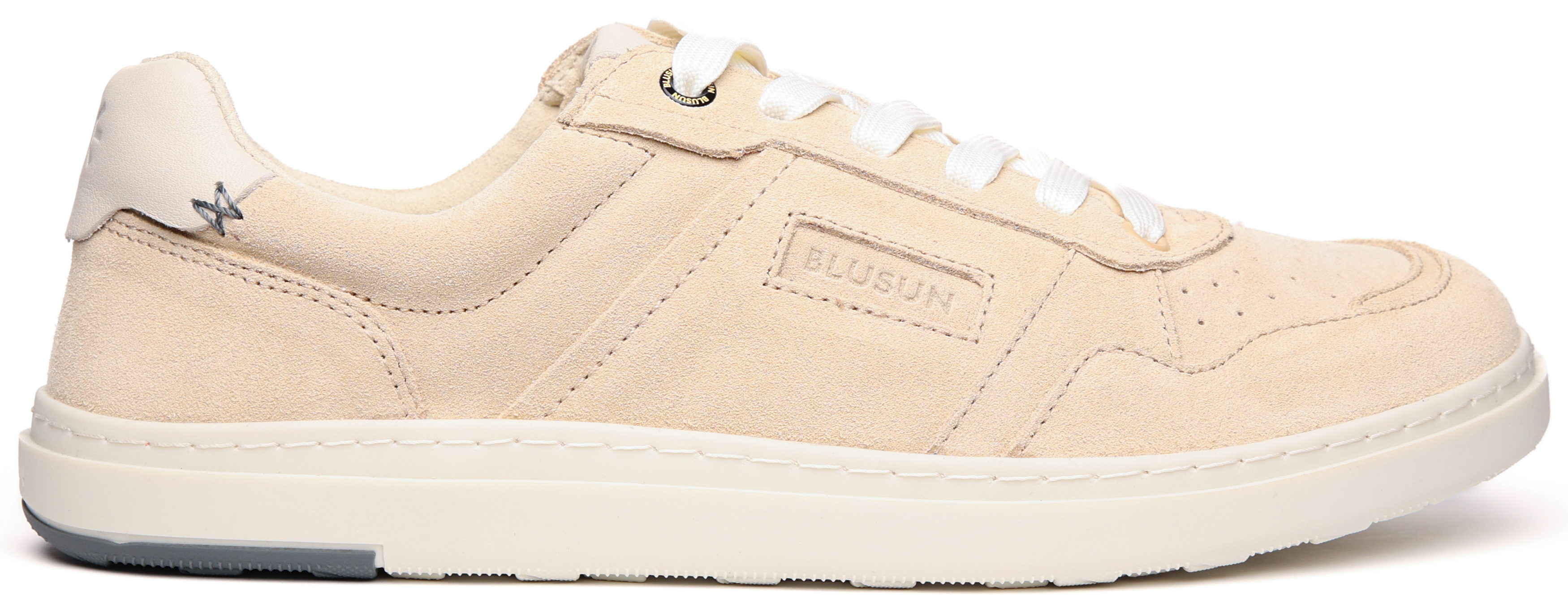 Lässiger Barfuß Sneaker aus Veloursleder für kräftige Füße von BLUSUN 600+ Light Beige