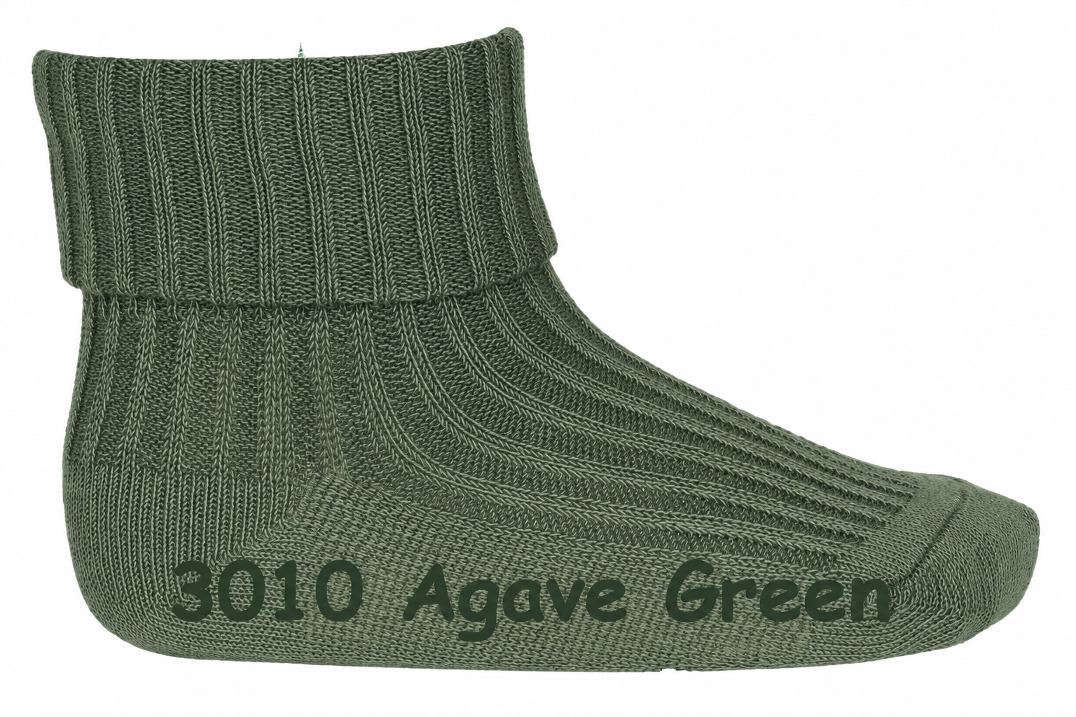 Wollsocke mit Umschlagbund aus Superwasch Soft Merino Wolle Artikel 589 in 3010 Agave Green